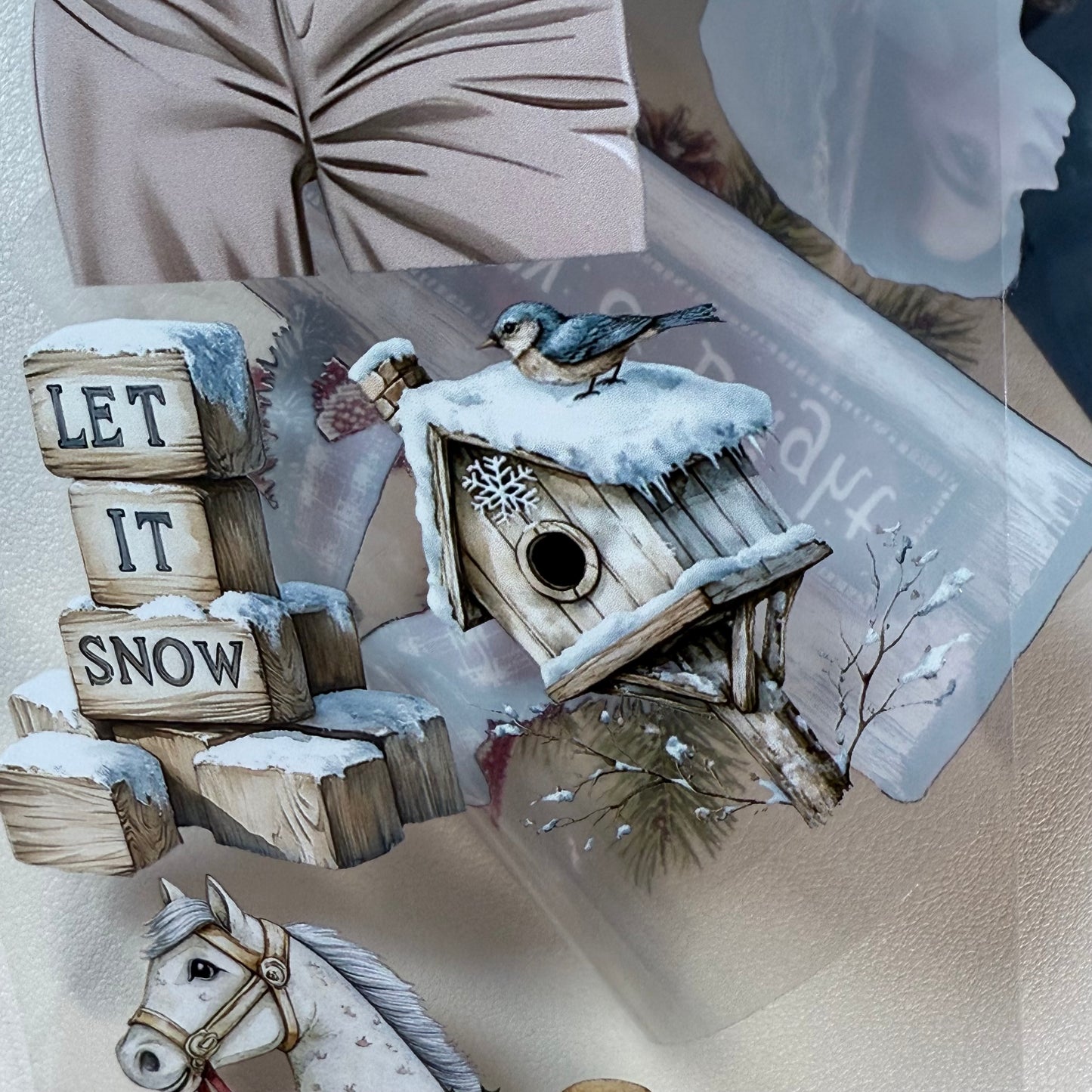 PET 3D raised Winter mood tape,one roll fashion, junk journal, scrapbooking,bullet journal, card making.