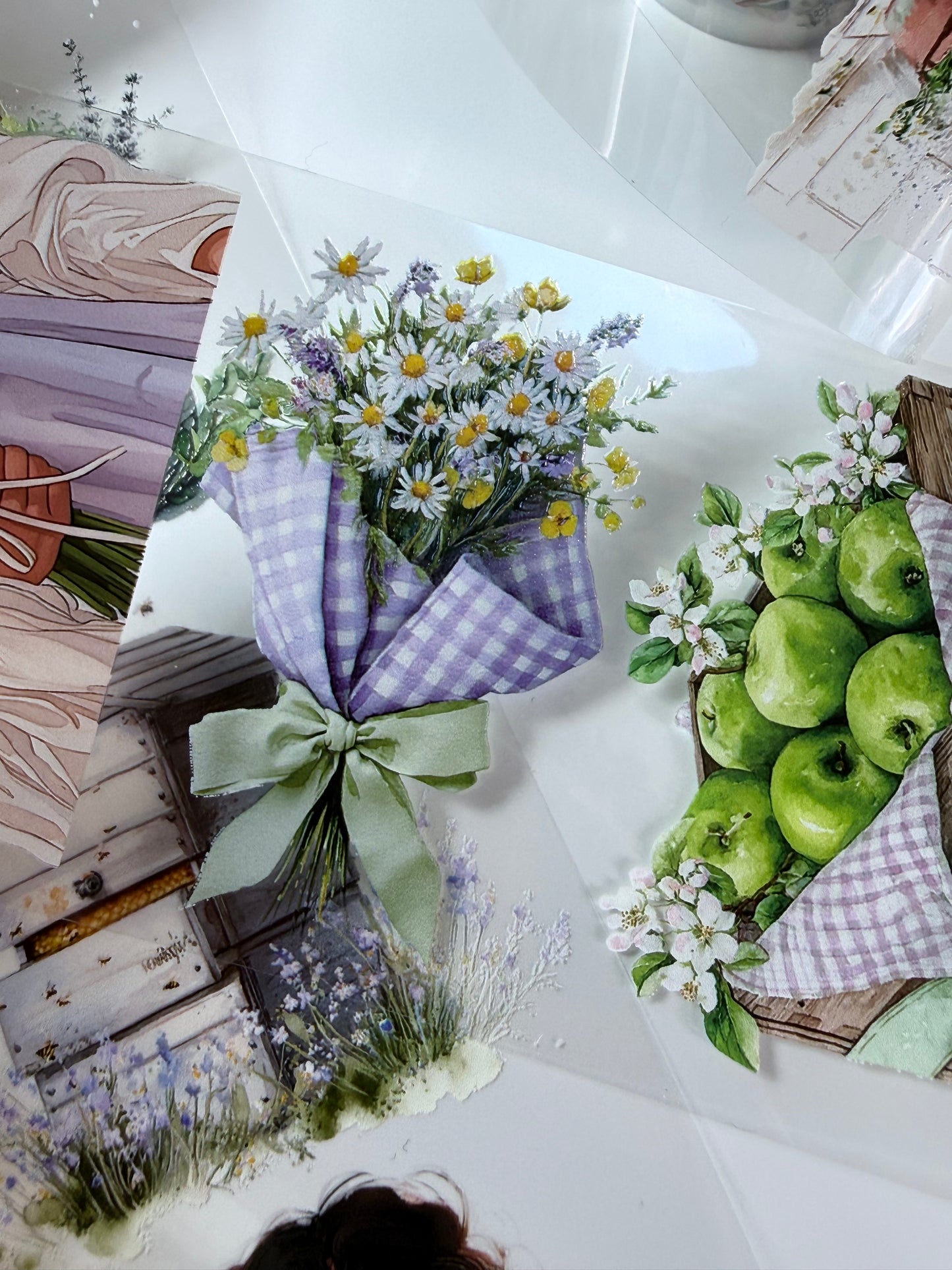 Lavender and Sage and Tulips and Carnations PET 3D raised tape
