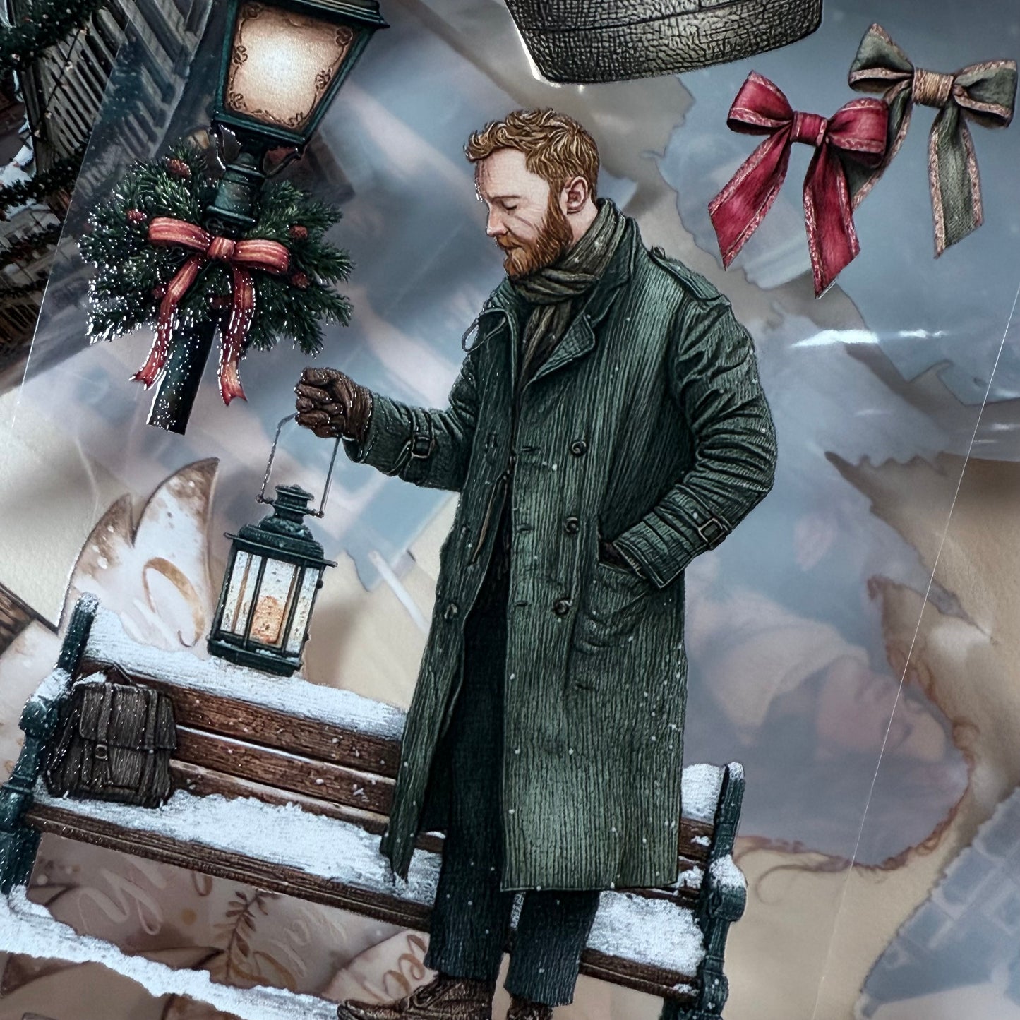 PET 3D raised Christmas in the city and Boho Golden Christmas tape,one roll fashion, junk journal, scrapbooking,bullet journal, card making.