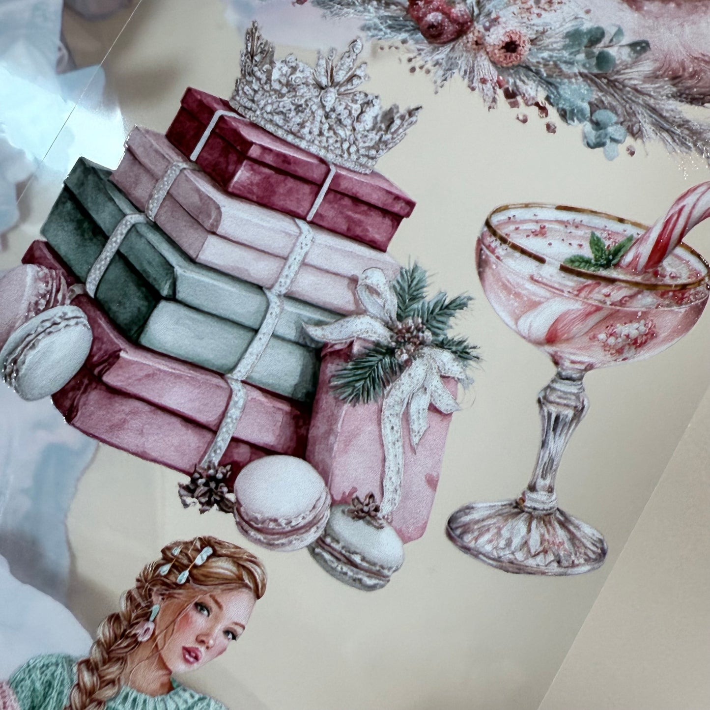 PET 3D raised Coquette and Farmhouse Christmas tape,one roll fashion, junk journal, scrapbooking,bullet journal, card making.