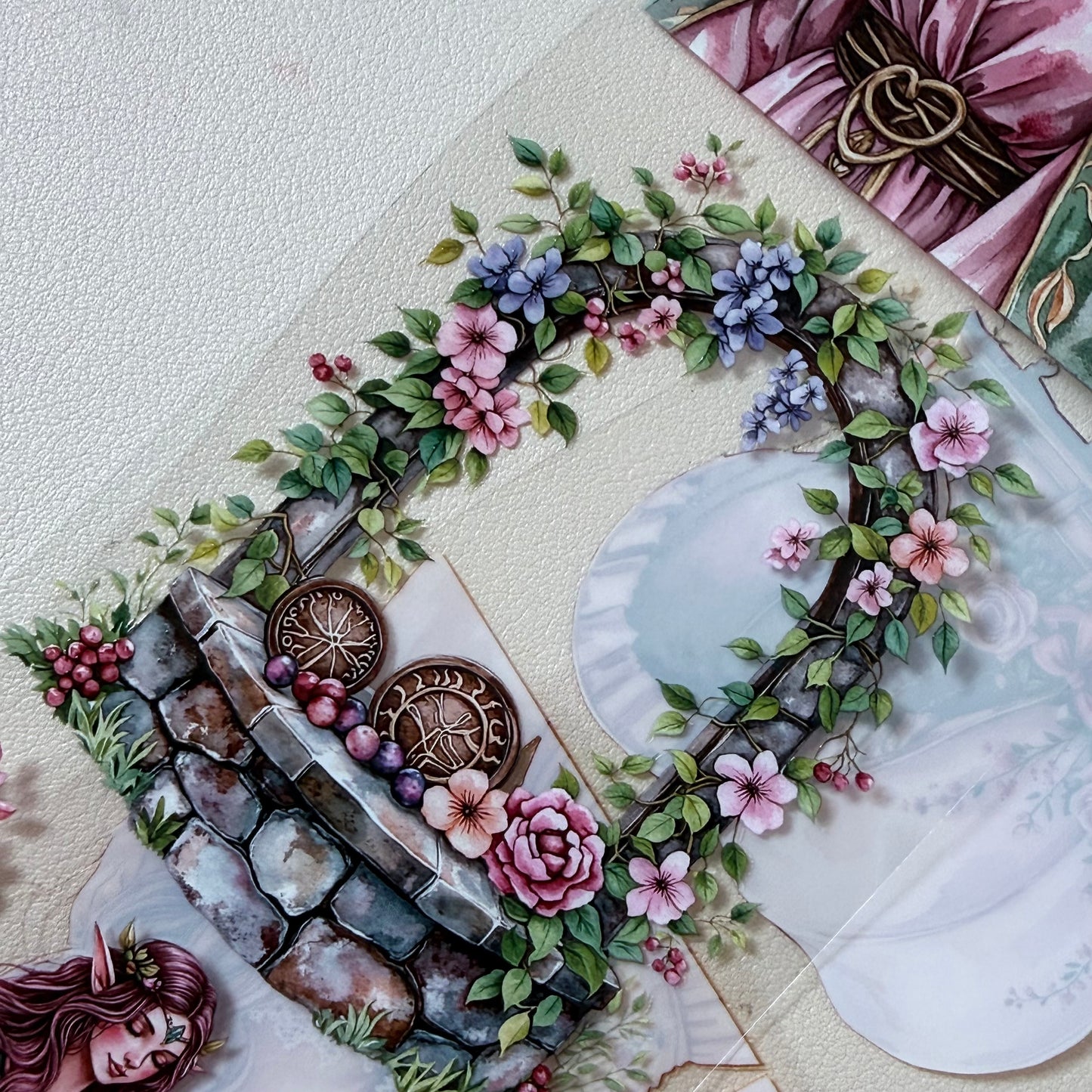 Sunstone Bohemian Caravan and  Elven Whispers PET 3D raised tape,one roll fashion, junk journal, scrapbooking,bullet journal, card making.