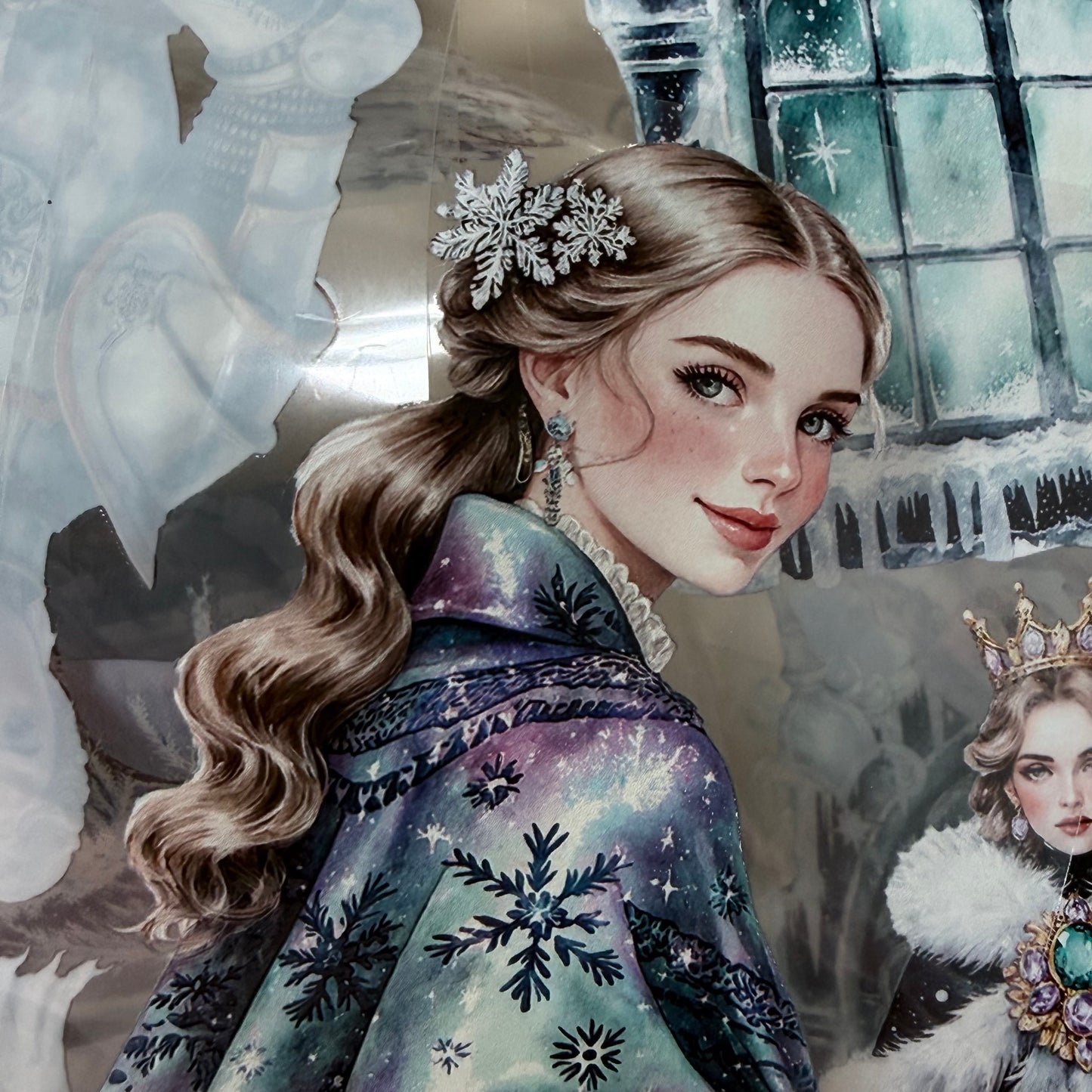 Starlit Tundra Princess and  Aurora Wolf Pack PET 3D raised tape,one roll fashion, junk journal, scrapbooking,bullet journal, card making.
