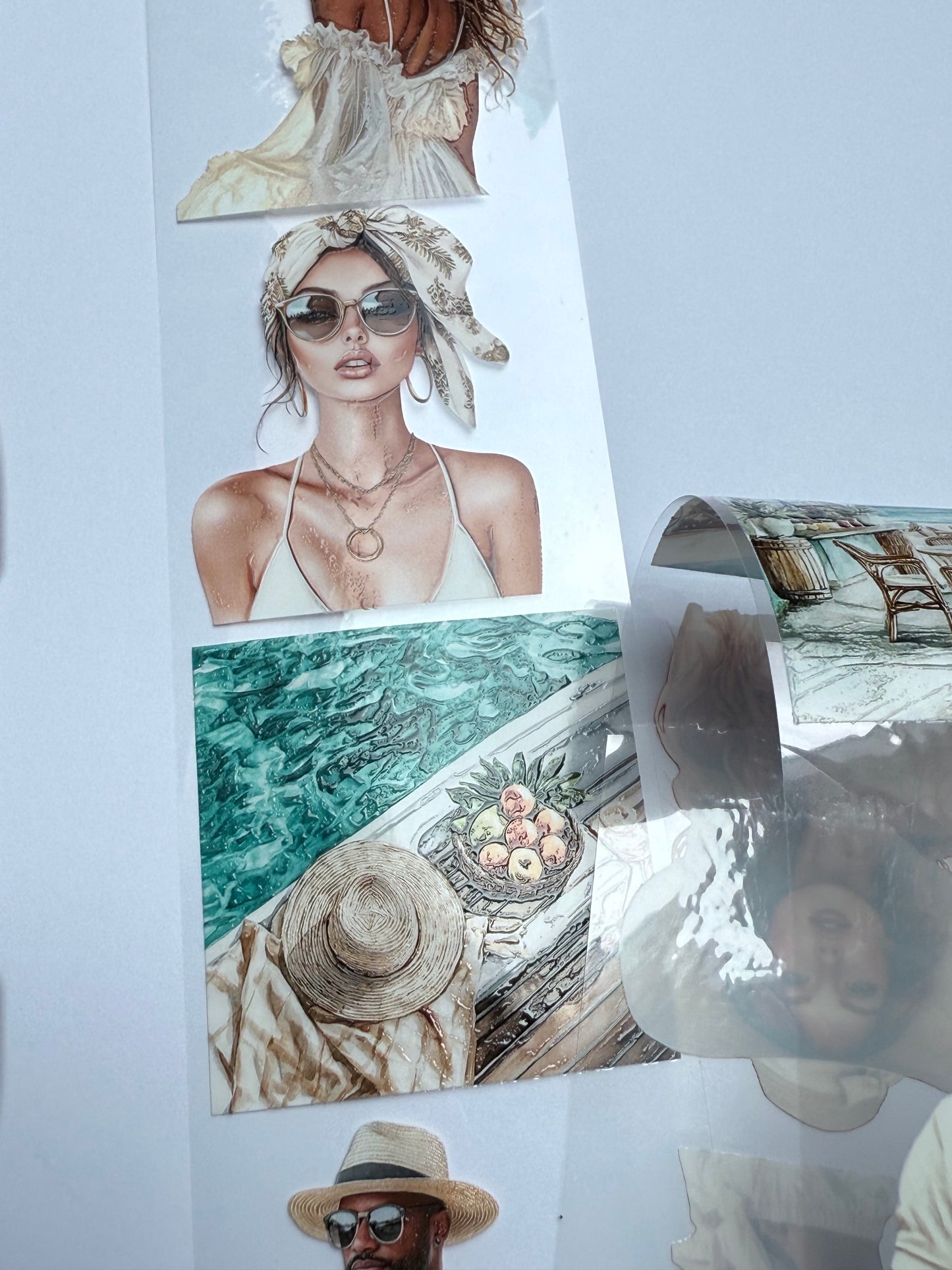 PET 3D raised Neutral Tides and Gothic Girl Summer people tape,one roll fashion, junk journal, scrapbooking,bullet journal, card making.