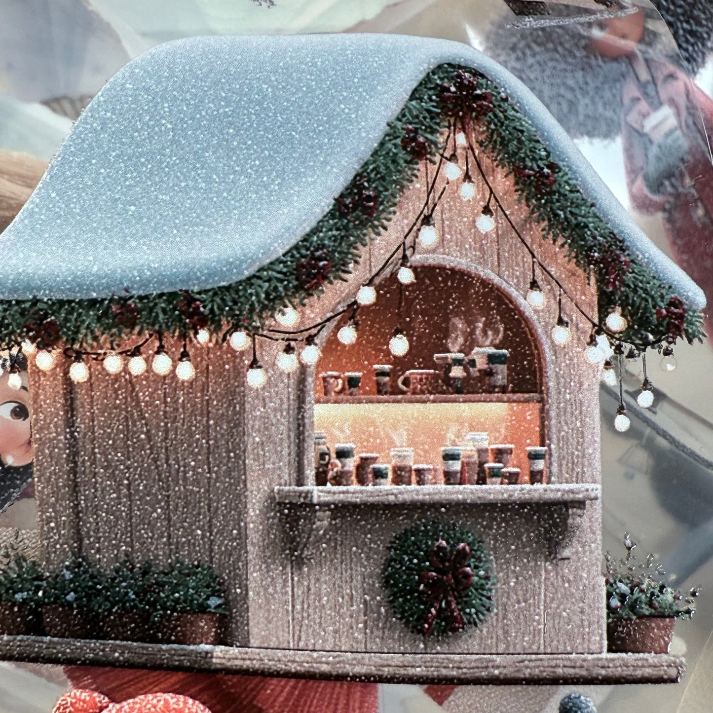 PET 3D raised Whimsical City  and Green winter tape,one roll fashion, junk journal, scrapbooking,bullet journal, card making.