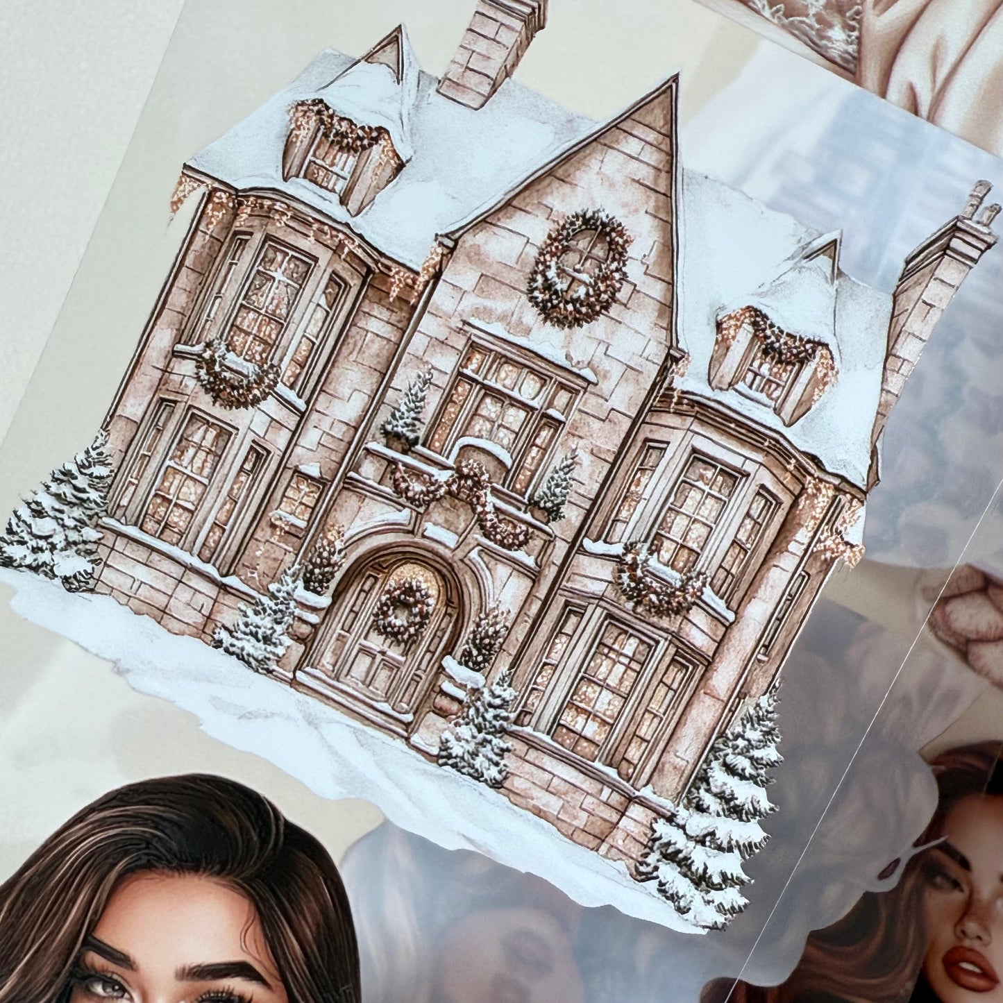 PET 3D raised Nordic Knit Winter and Champagne Christmas tape,one roll fashion, junk journal, scrapbooking,bullet journal, card making.