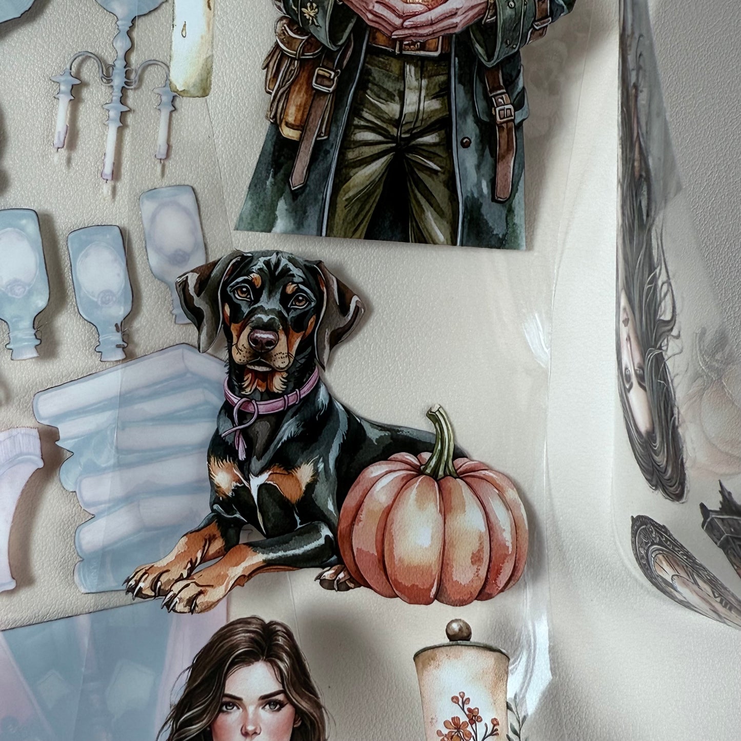 PET 3D raised Skeleton Witch and Haunted Halls tape,one roll fashion, junk journal, scrapbooking,bullet journal, card making.
