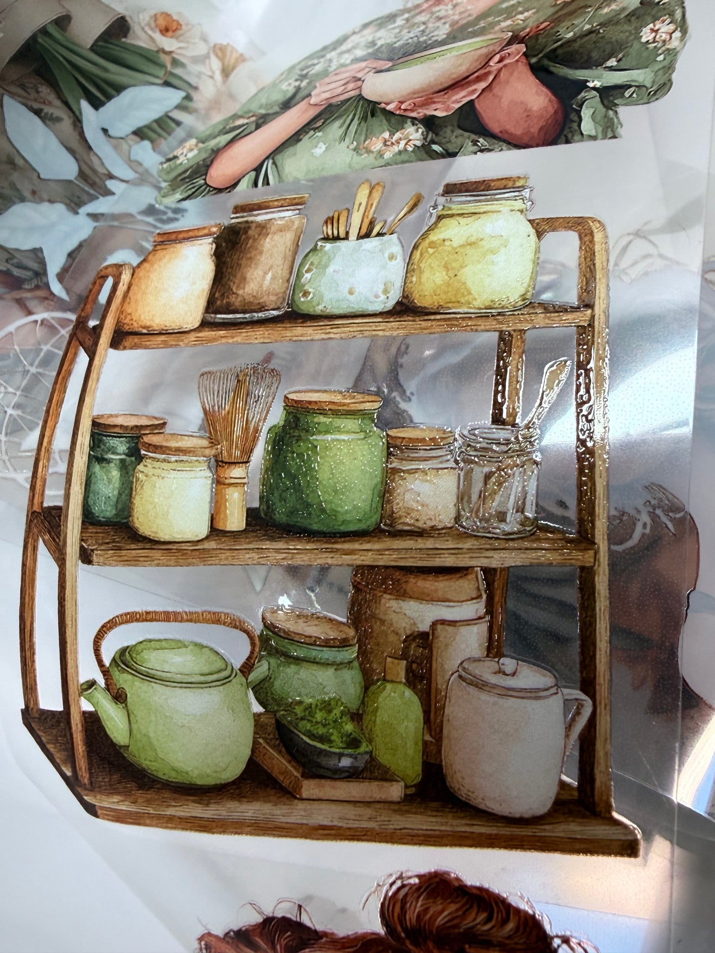 Matcha and plant over PET 3D raised tape