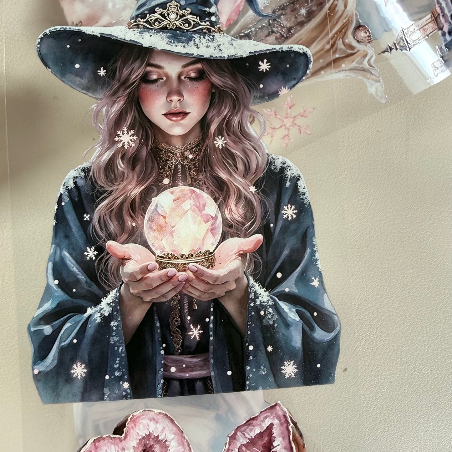 Winter Loving and  Rose Quartz Winter Witch PET 3D raised tape,one roll fashion, junk journal, scrapbooking,bullet journal, card making.