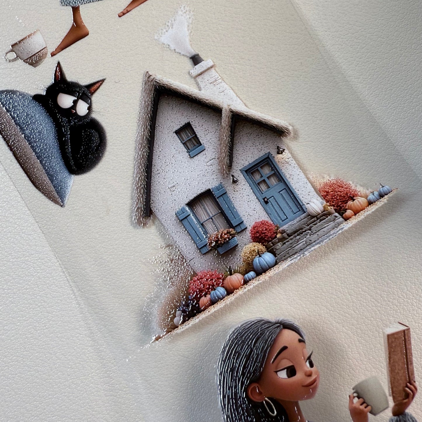 PET 3D raised Whimsical Cottage and  Autumn Joys tape,one roll fashion, junk journal, scrapbooking,bullet journal, card making.