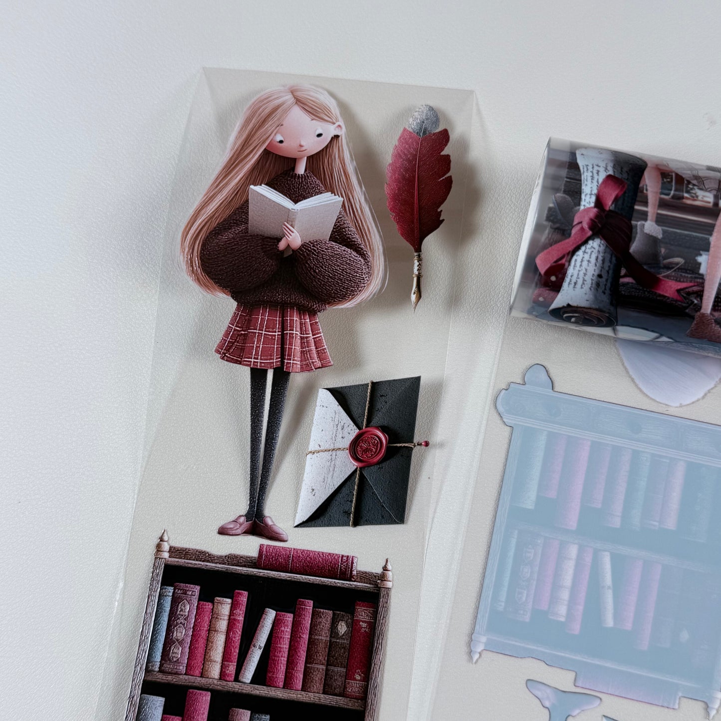 PET 3D raised Mulberry Academia and Whimsical Book Lover tape,one roll fashion, junk journal, scrapbooking,bullet journal, card making.