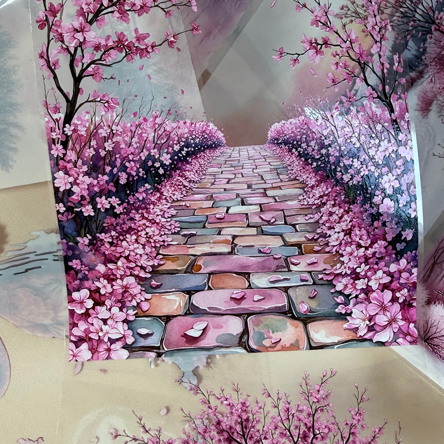 PET 3D raised Spring Landscape2 tape,one roll fashion, junk journal, scrapbooking,bullet journal, card making.