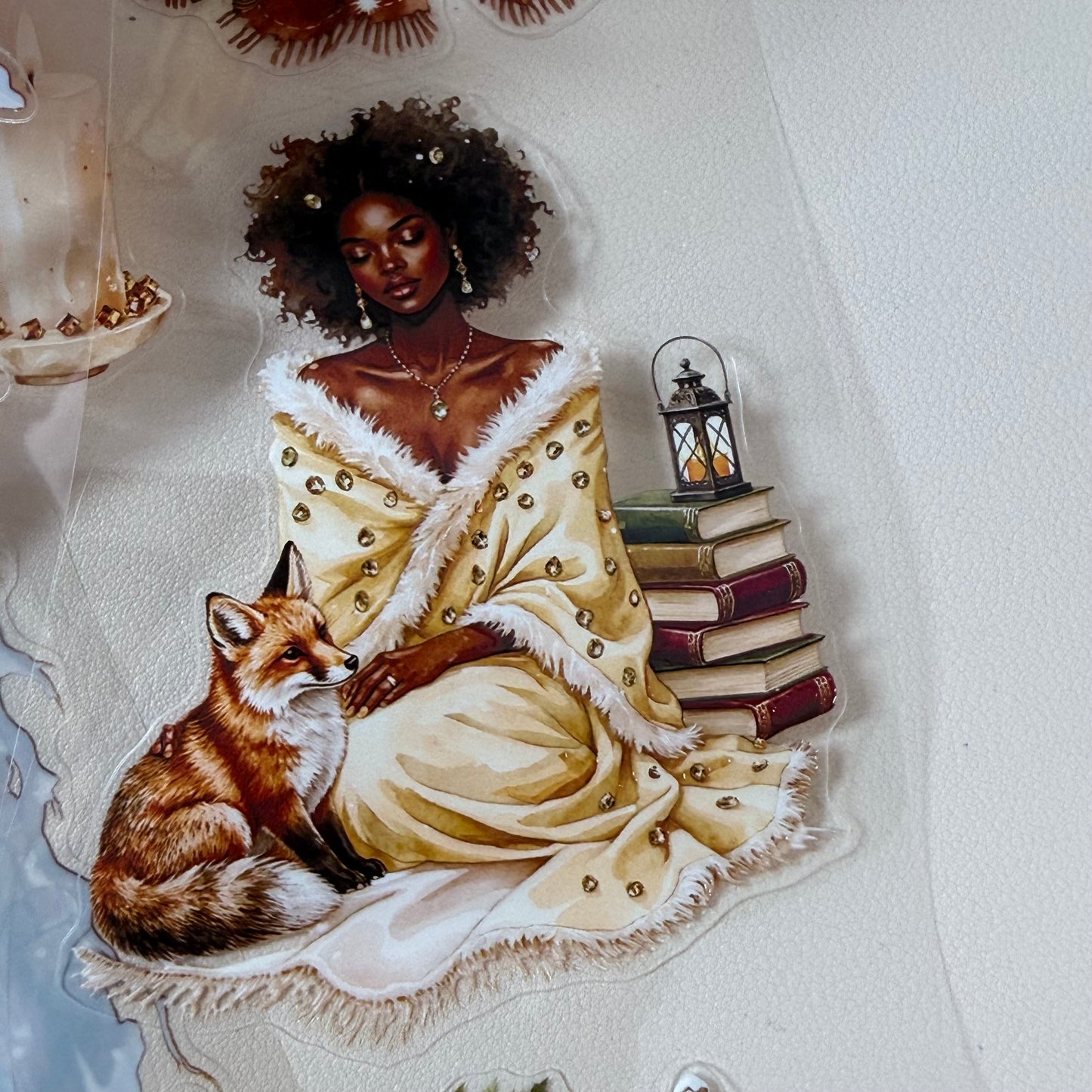 KISSCUT  Winter Elven Couture and Topaz Winter Witch PET 3D raised tape,one roll fashion, junk journal, scrapbooking,bullet journal, card making.