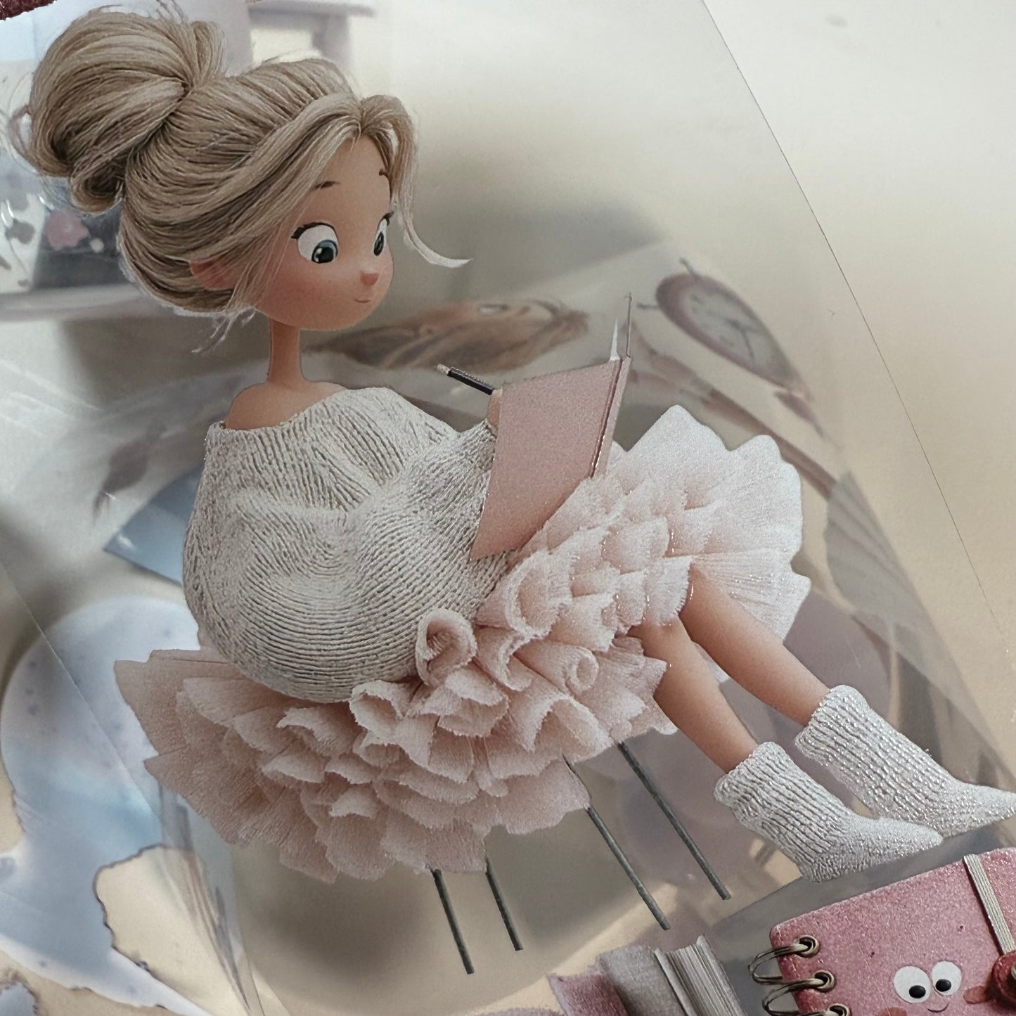 PET 3D raised Whimsical Fluffy Planner and Magic Academia tape,one roll fashion, junk journal, scrapbooking,bullet journal, card making.