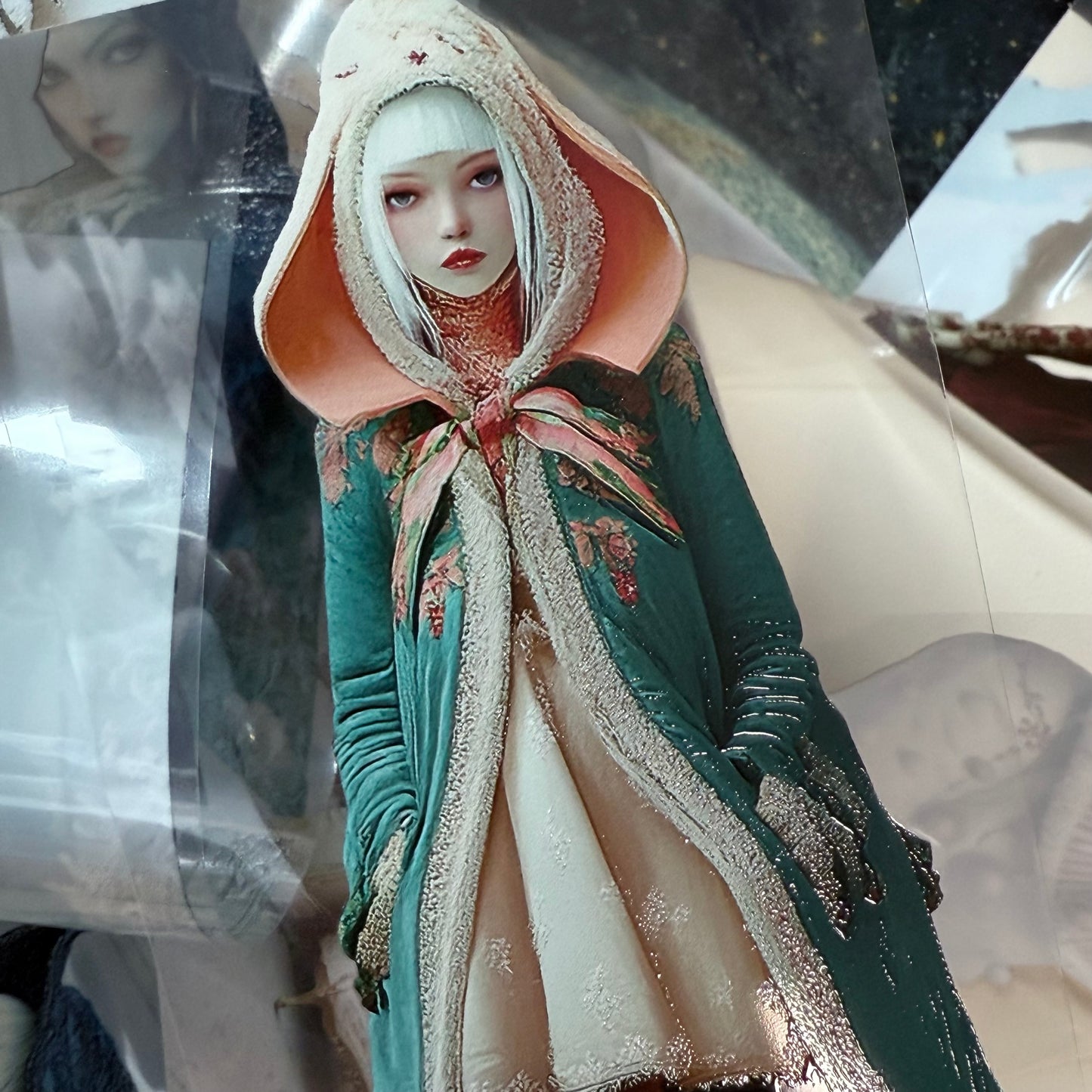 PET 3D raised Winter Girls and Fantasy Christmas tape,one roll fashion, junk journal, scrapbooking,bullet journal, card making.