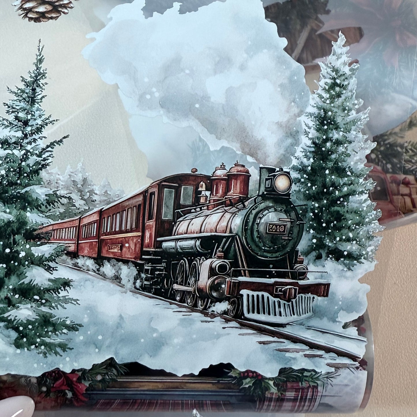 PET 3D raised Winter Landscape tape,one roll fashion, junk journal, scrapbooking,bullet journal, card making.