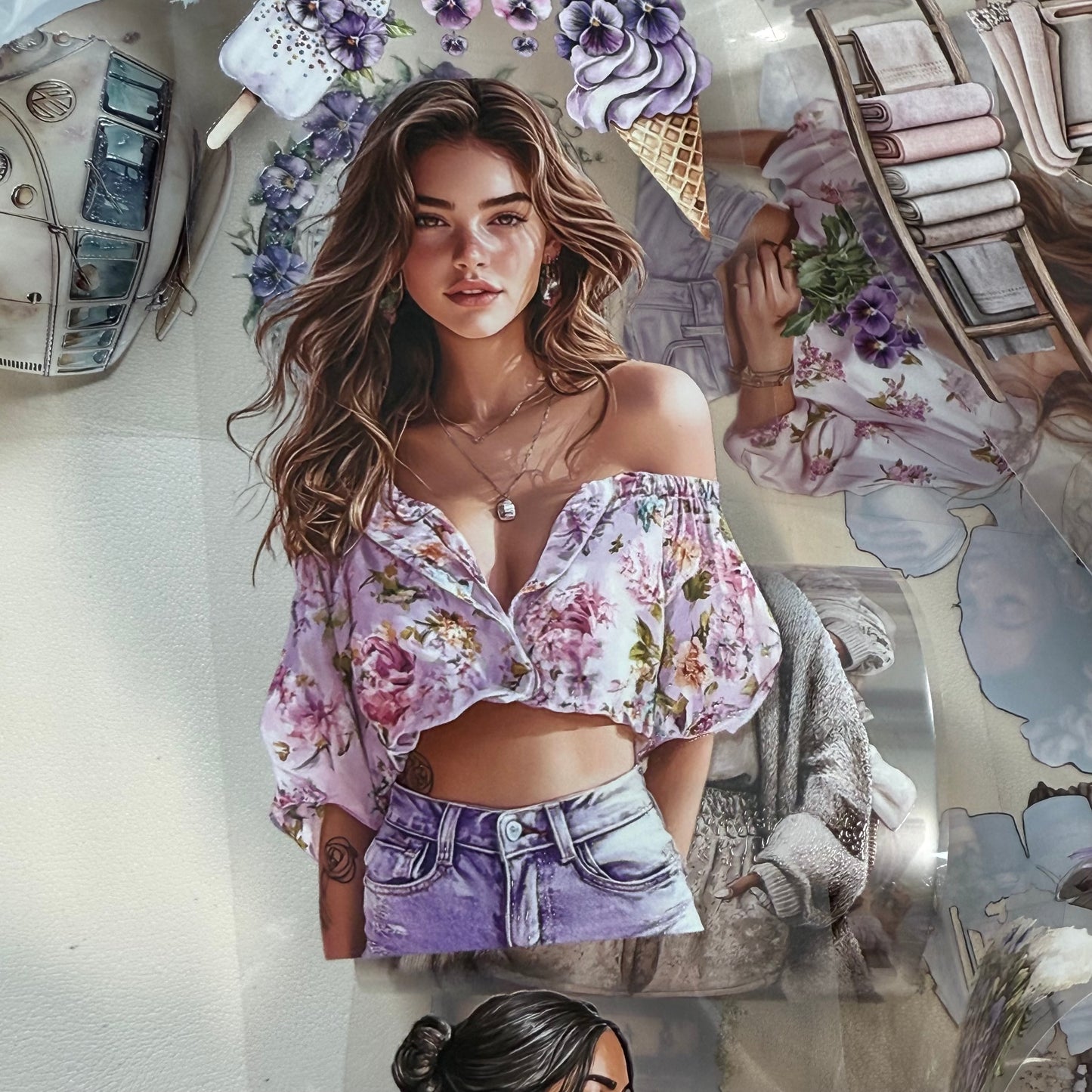 PET 3D raised Laundry day and Sunny pansies ape,one roll fashion, junk journal, scrapbooking,bullet journal, card making.