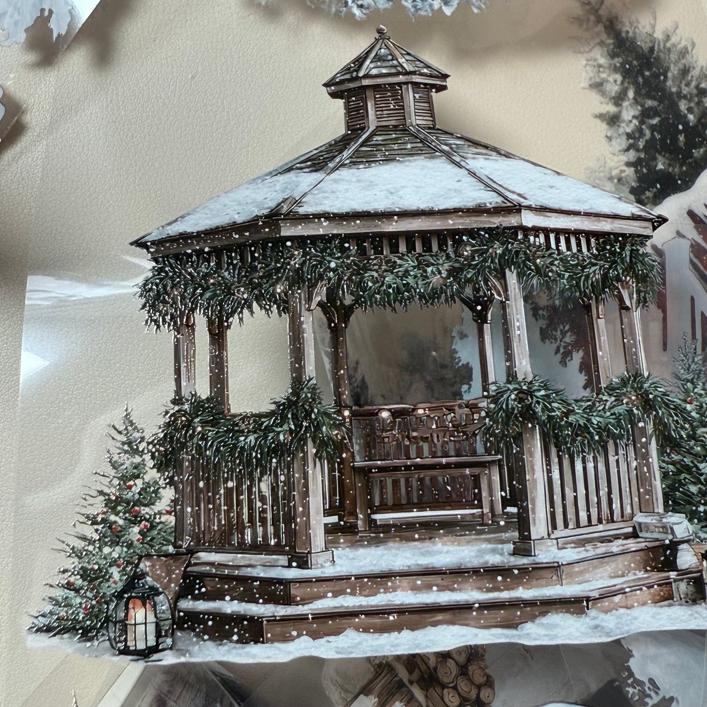 PET 3D raised Winter Landscape3 tape,one roll fashion, junk journal, scrapbooking,bullet journal, card making.