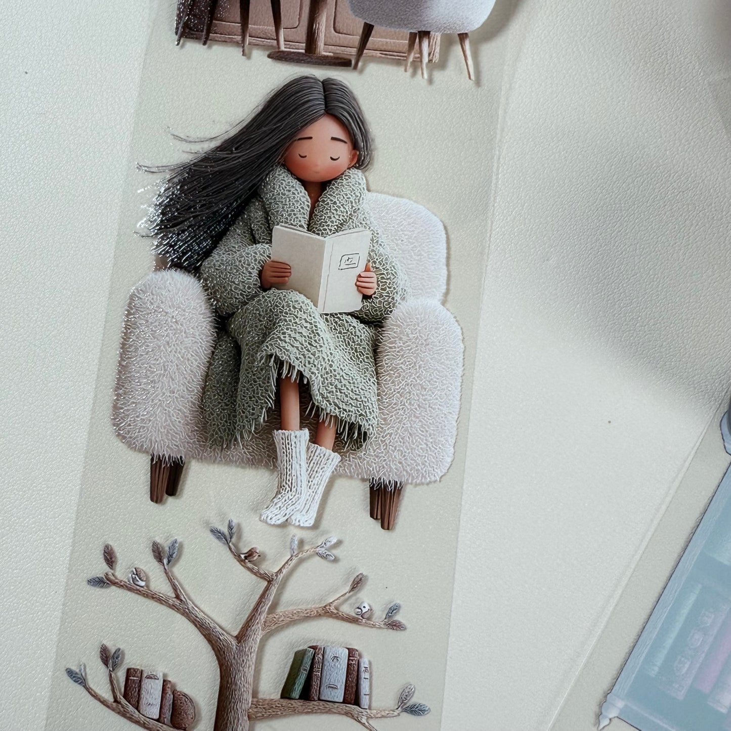 PET 3D raised Mulberry Academia and Whimsical Book Lover tape,one roll fashion, junk journal, scrapbooking,bullet journal, card making.