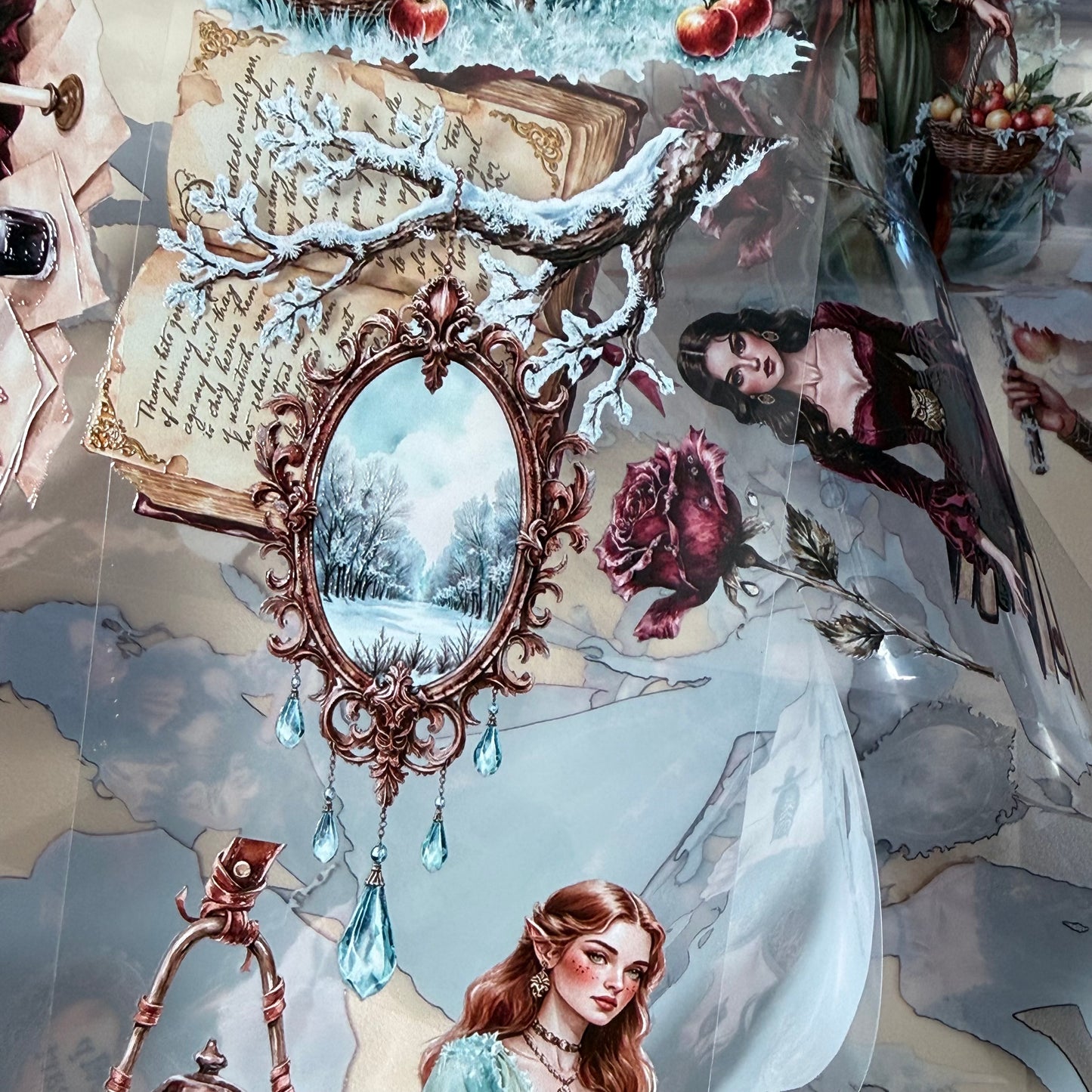 Elves of the Silent Orchard and  Dark Academia Valentine PET 3D raised tape,one roll fashion, junk journal, scrapbooking,bullet journal, card making.