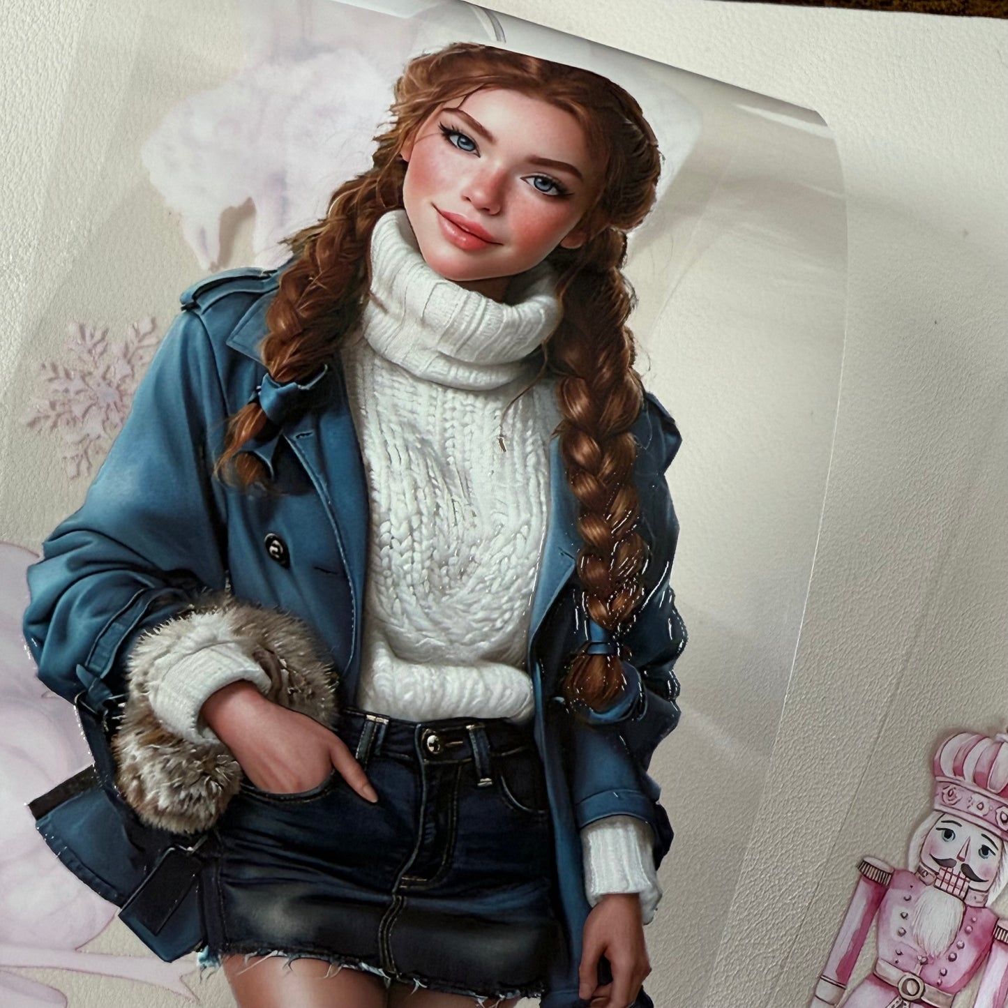 PET 3D raised Pink Glamour and Winter Stroll tape,one roll fashion, junk journal, scrapbooking,bullet journal, card making.