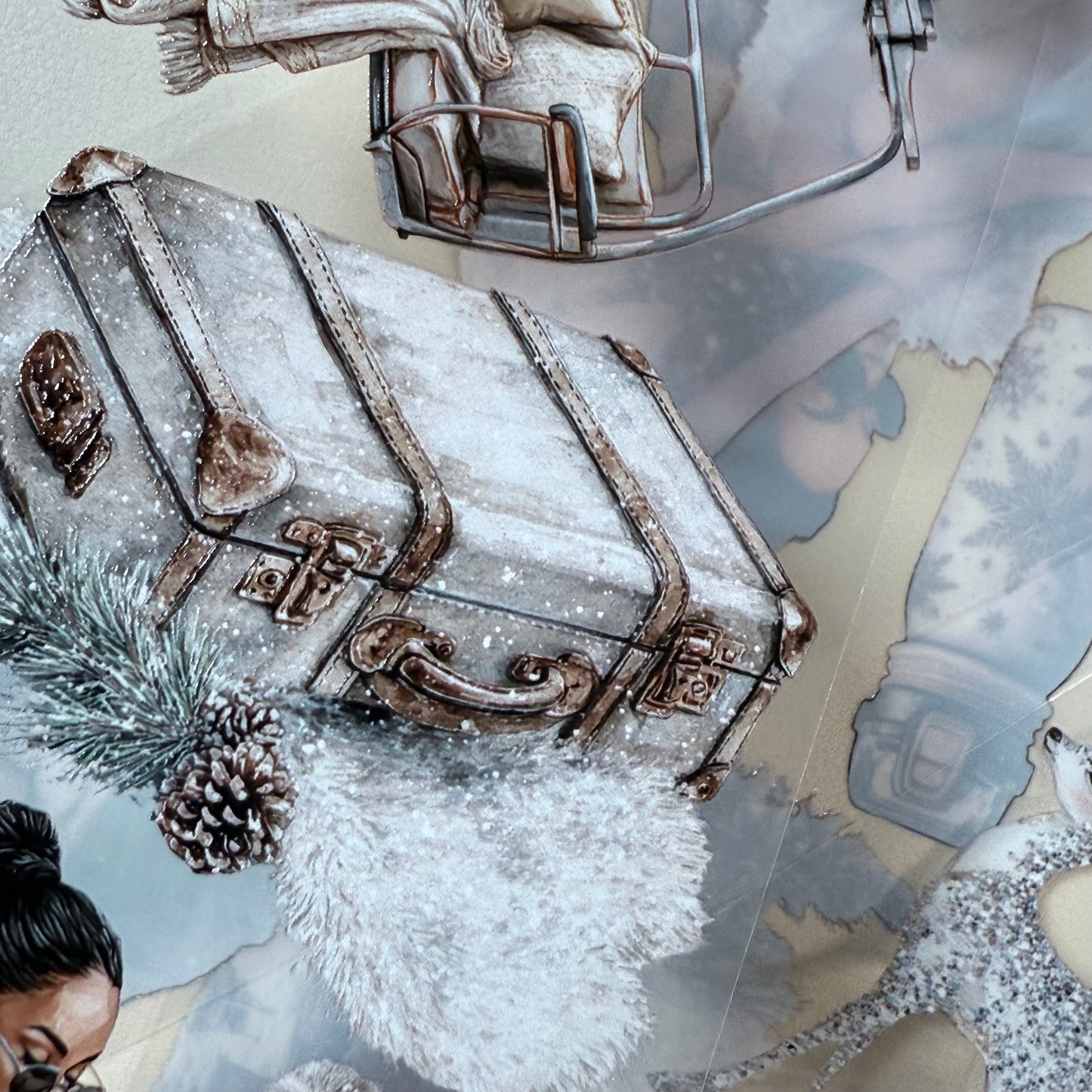 PET 3D raised Winter Adventure and Glam Christmas tape,one roll fashion, junk journal, scrapbooking,bullet journal, card making.