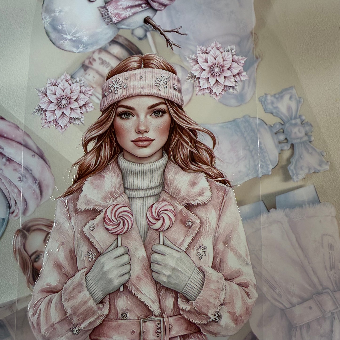 PET 3D raised Winter In The Country and in Wonderland tape,one roll fashion, junk journal, scrapbooking,bullet journal, card making.