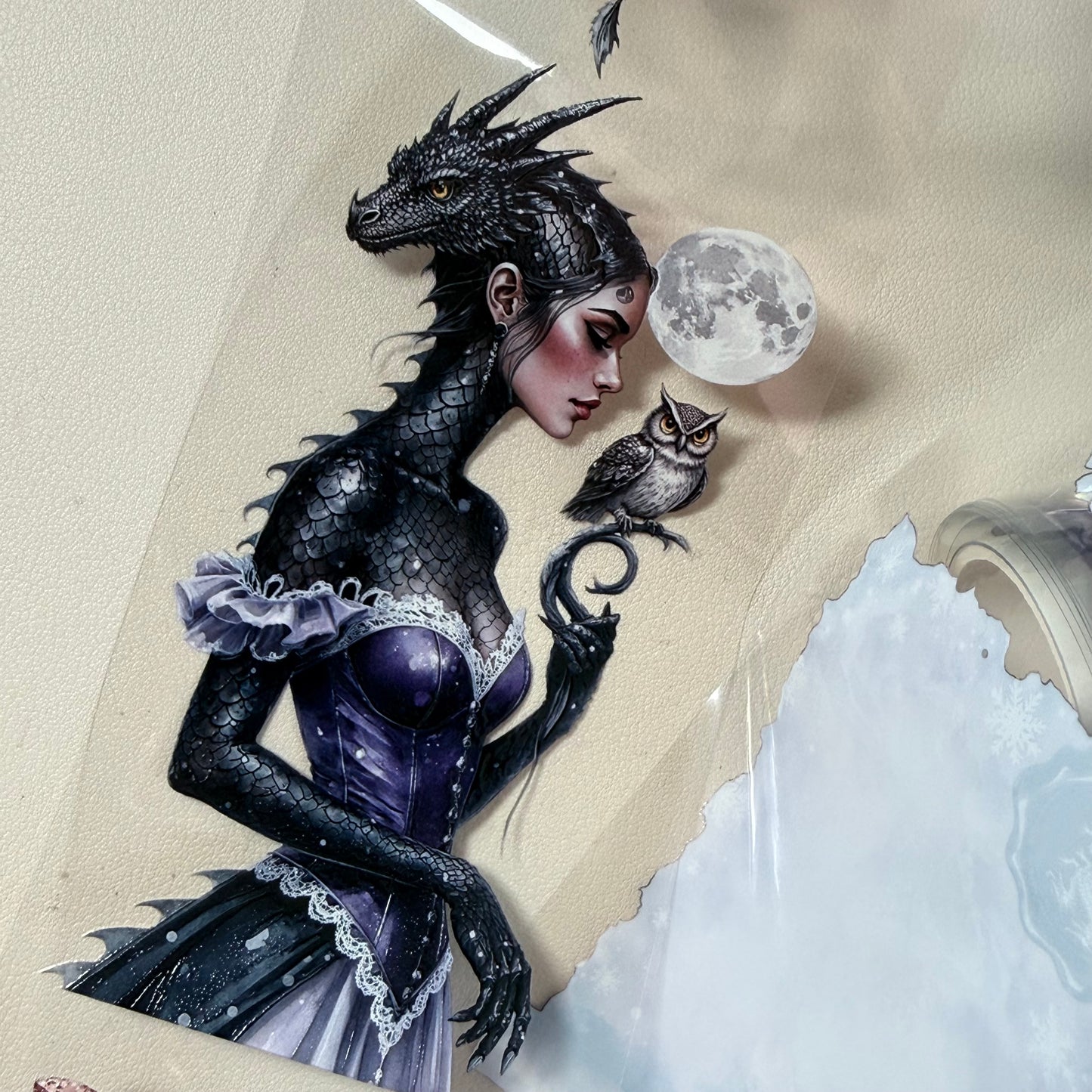 Runestone Winter Wyrms and Moonshadow Night Dragons PET 3D raised tape,one roll fashion, junk journal, scrapbooking,bullet journal, card making.