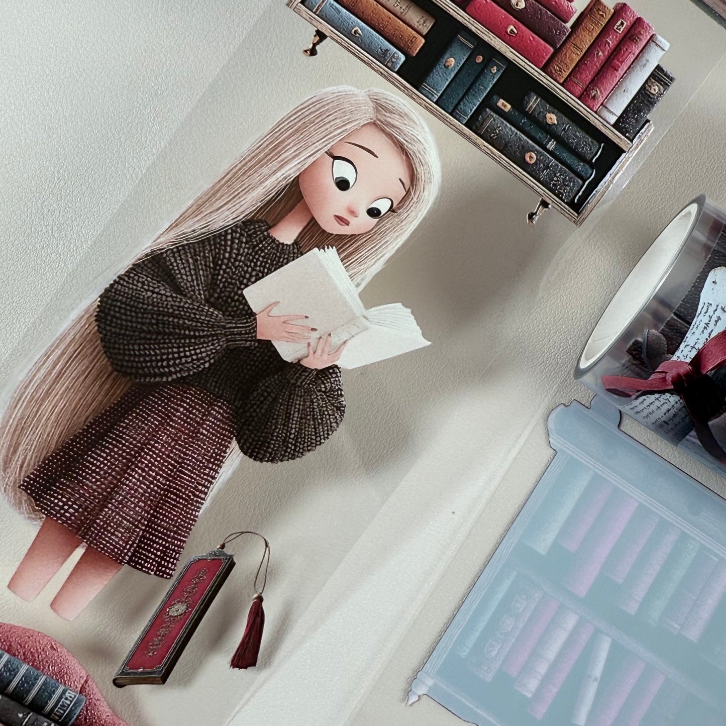 PET 3D raised Mulberry Academia and Whimsical Book Lover tape,one roll fashion, junk journal, scrapbooking,bullet journal, card making.