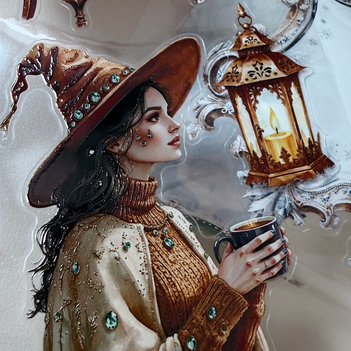KISSCUT  Winter Elven Couture and Topaz Winter Witch PET 3D raised tape,one roll fashion, junk journal, scrapbooking,bullet journal, card making.