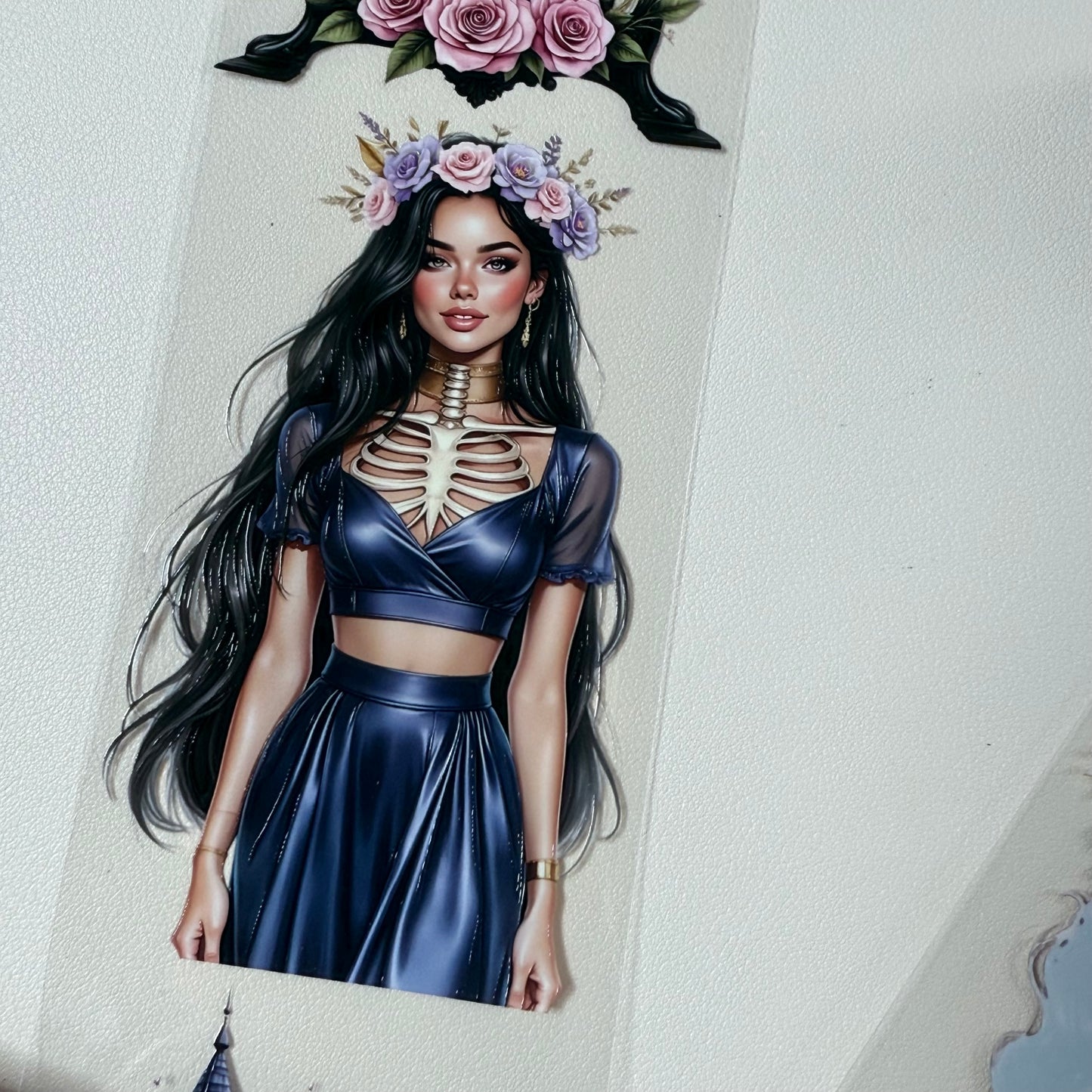 PET 3D raised Floral Halloween and movie night tape,one roll fashion, junk journal, scrapbooking,bullet journal, card making.