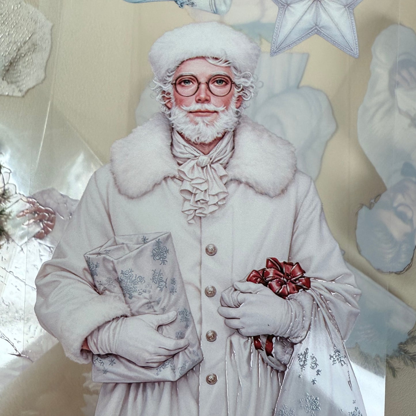 PET 3D raised Classy Old Money and White Luxe Crhistmas tape,one roll fashion, junk journal, scrapbooking,bullet journal, card making.