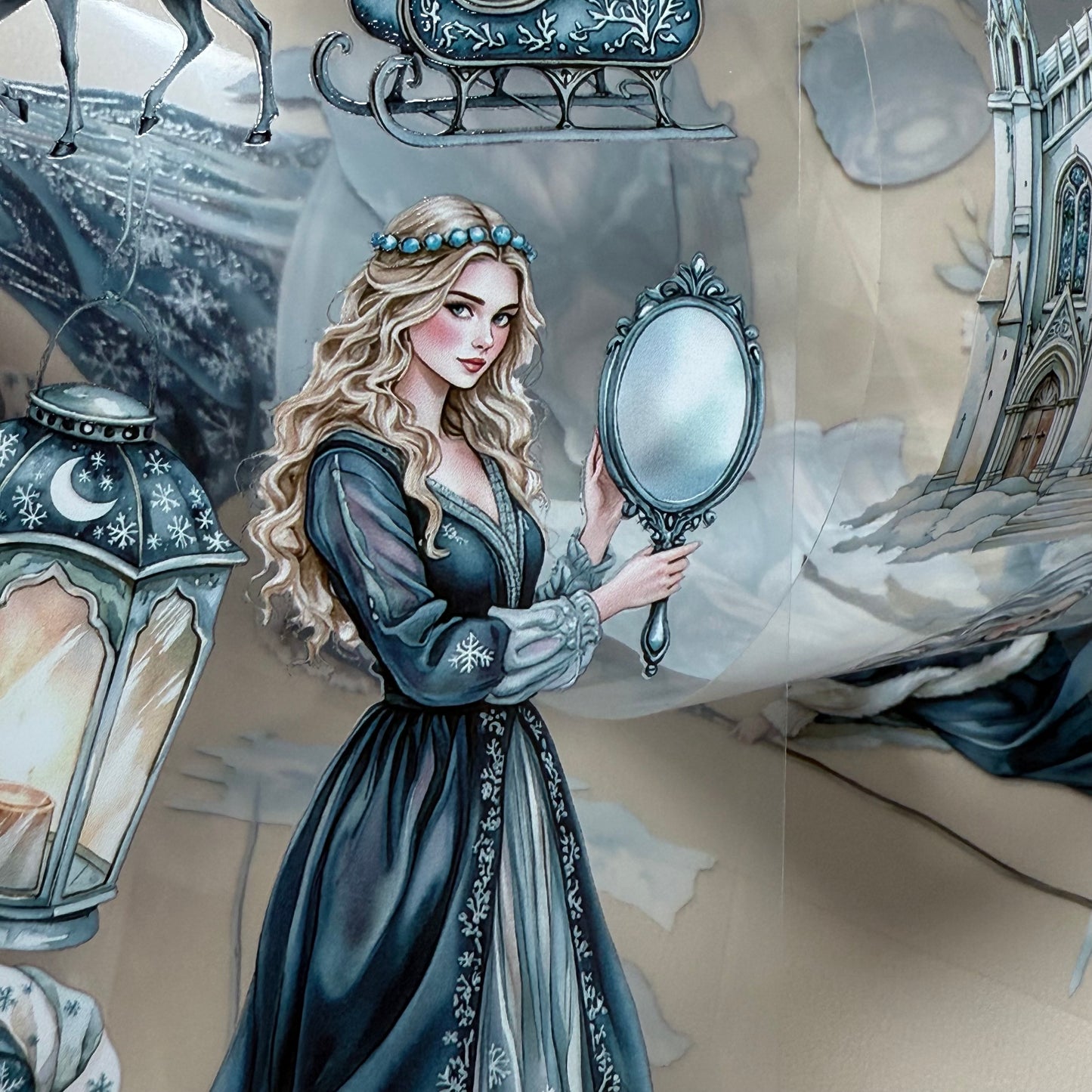 PET 3D raised Winter Mages and Silent Woods Apothecary tape,one roll fashion, junk journal, scrapbooking,bullet journal, card making.