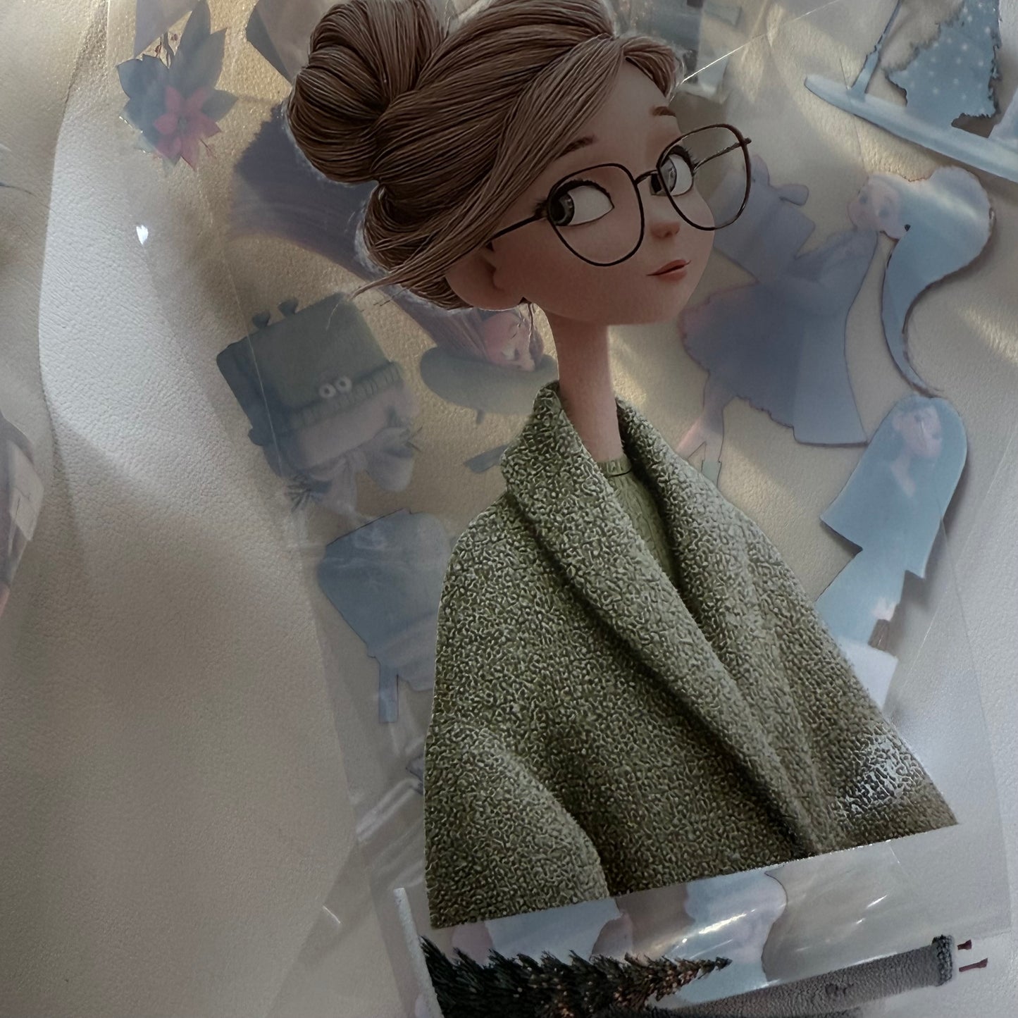 PET 3D raised Whimsical City  and Green winter tape,one roll fashion, junk journal, scrapbooking,bullet journal, card making.