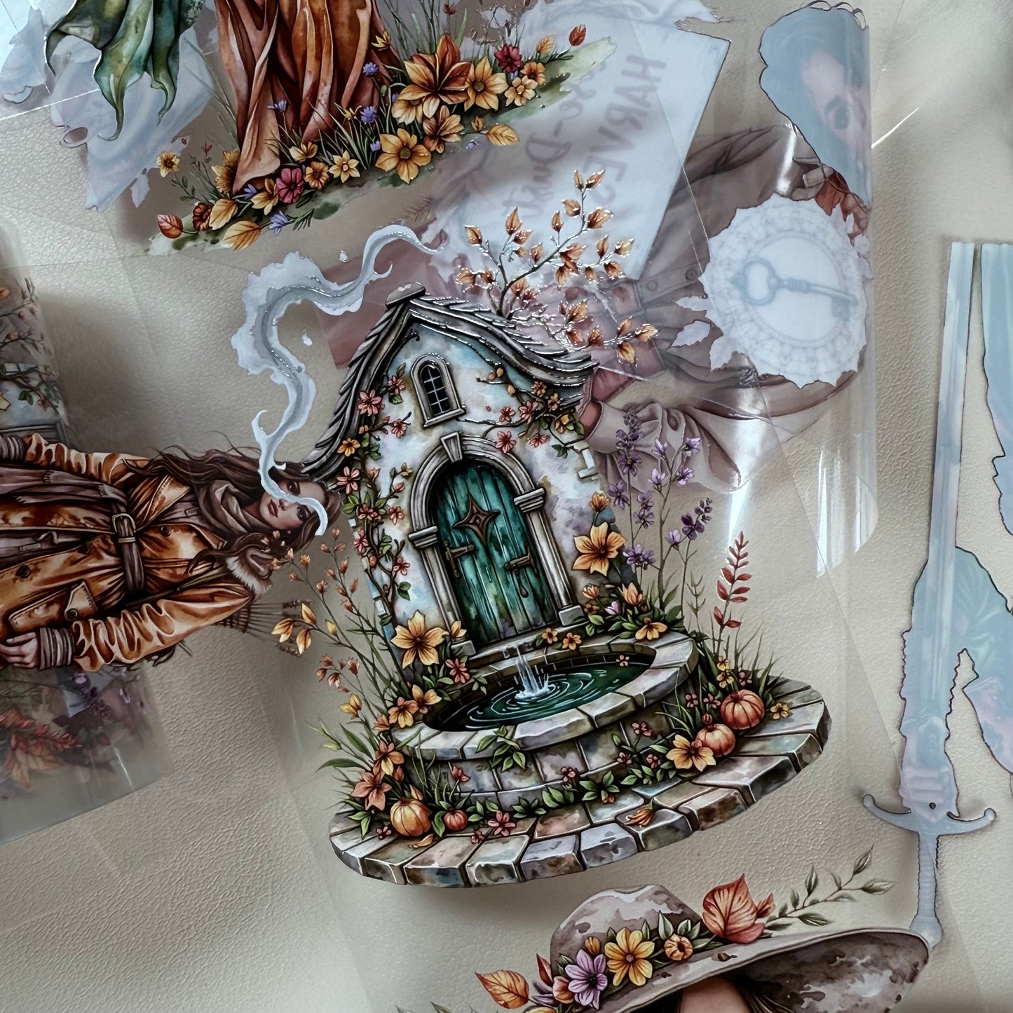 PET 3D raised Enchanted Druidic Grove and Autumn Soft Nostalgia tape,one roll fashion, junk journal, scrapbooking,bullet journal, card making.