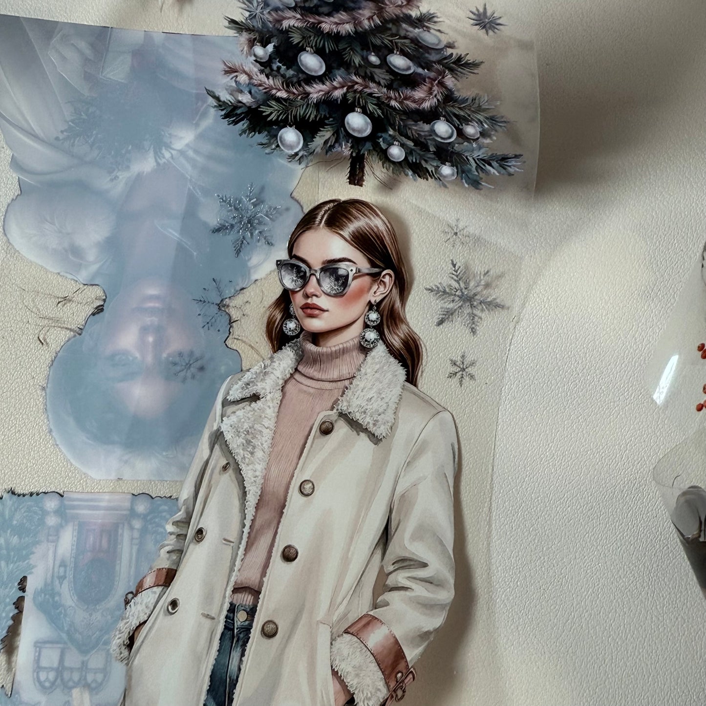 PET 3D raised Modern Christmas in the City and Festive Wonderland tape,one roll fashion, junk journal, scrapbooking,bullet journal, card making.