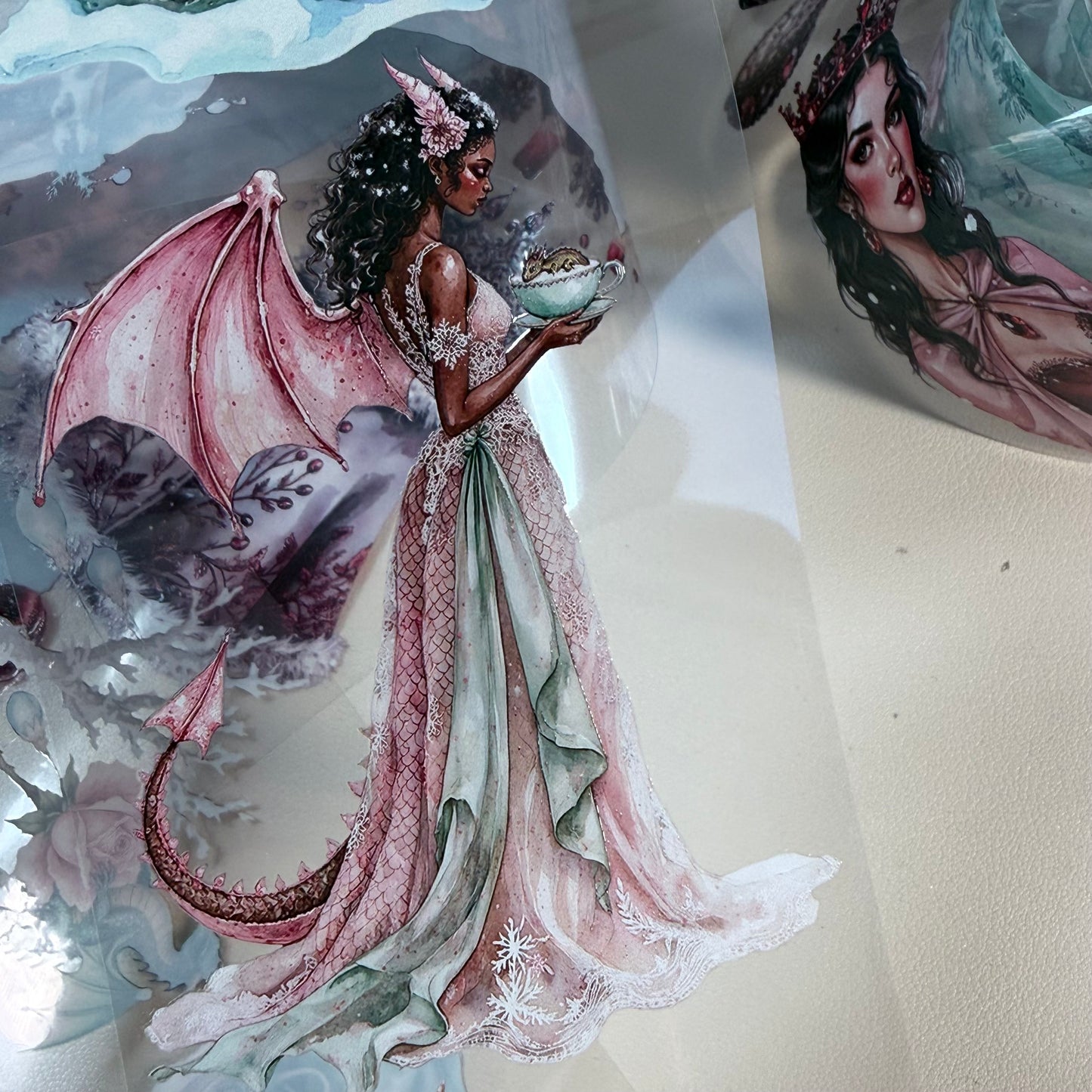 Snowpetal Faerie Dragons and Garnet Winter Witch 3D PET Foil Washi Tape