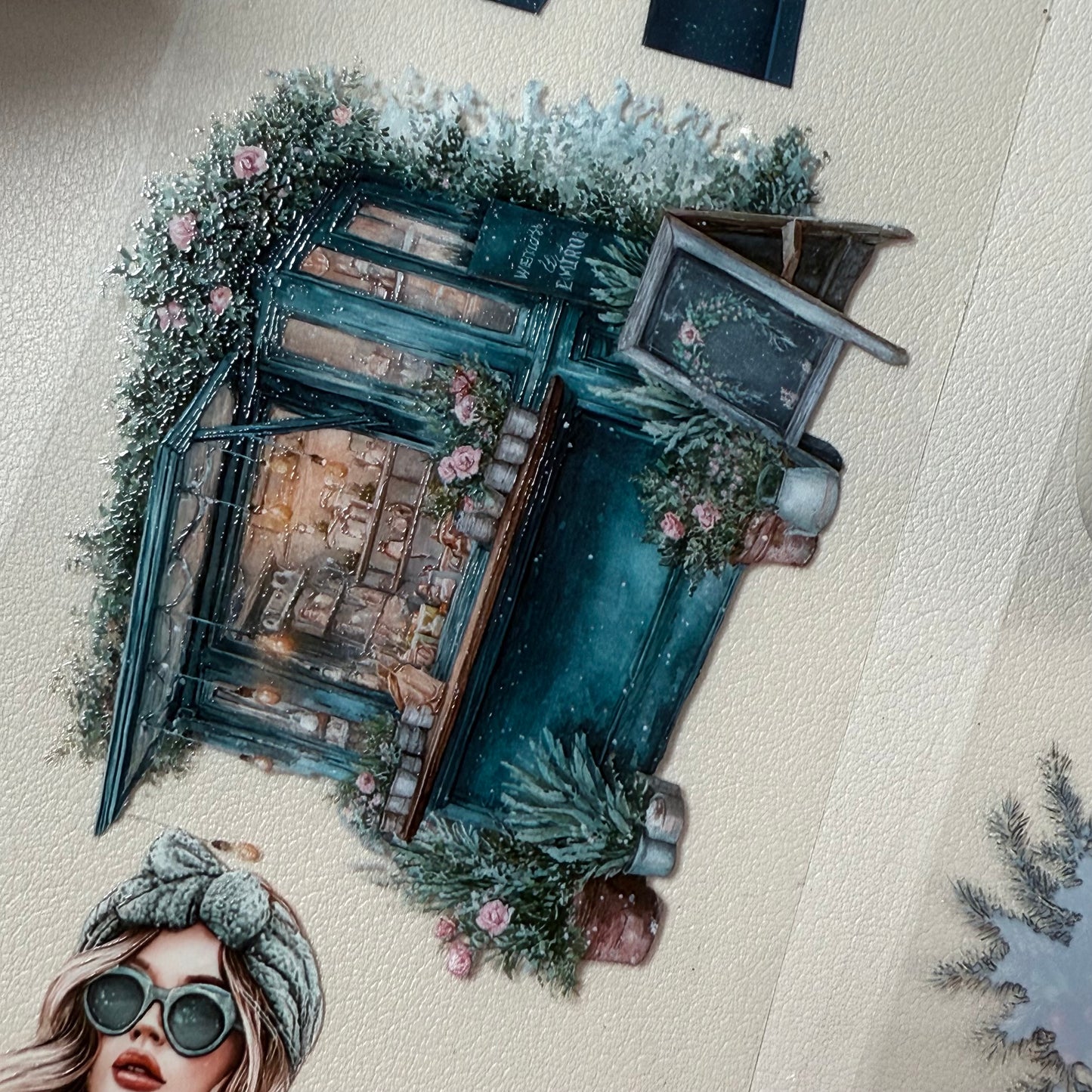 PET 3D raised Christmas Market and Frosted Winter tape,one roll fashion, junk journal, scrapbooking,bullet journal, card making.