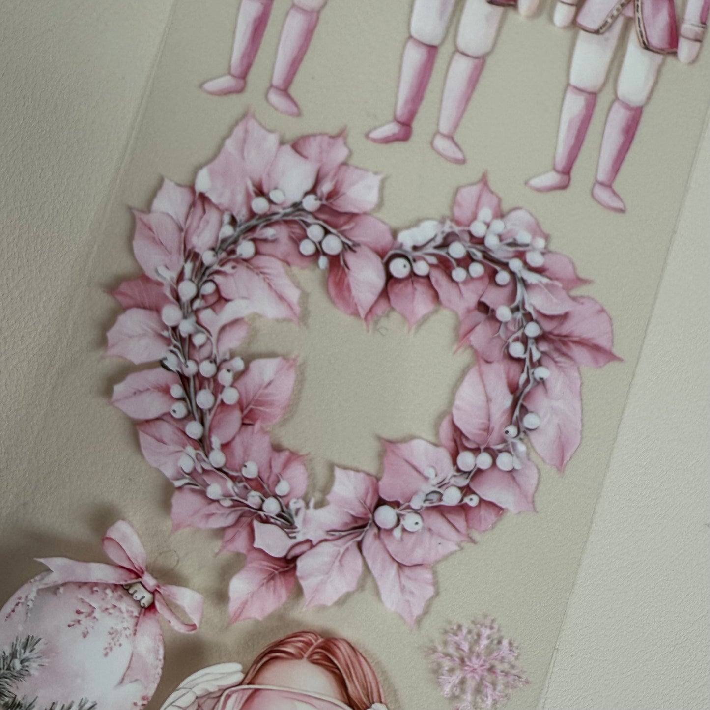 PET 3D raised Pink Glamour and Winter Stroll tape,one roll fashion, junk journal, scrapbooking,bullet journal, card making.