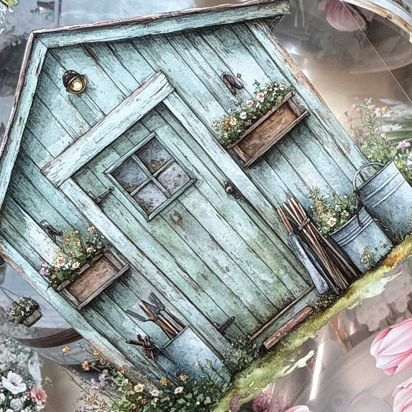 PET 3D raised Spring Landscape 3 tape,one roll fashion, junk journal, scrapbooking,bullet journal, card making.