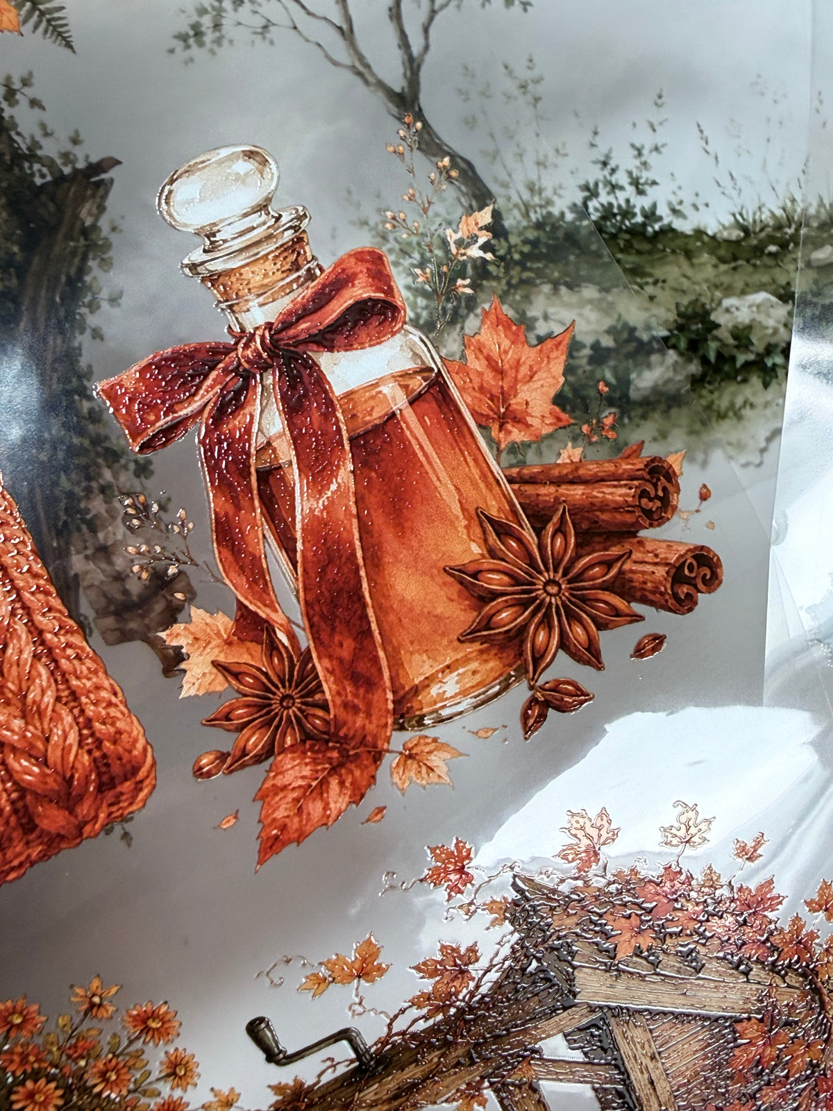 Forest and Amber autumn Landscape PET 3D raised tape.