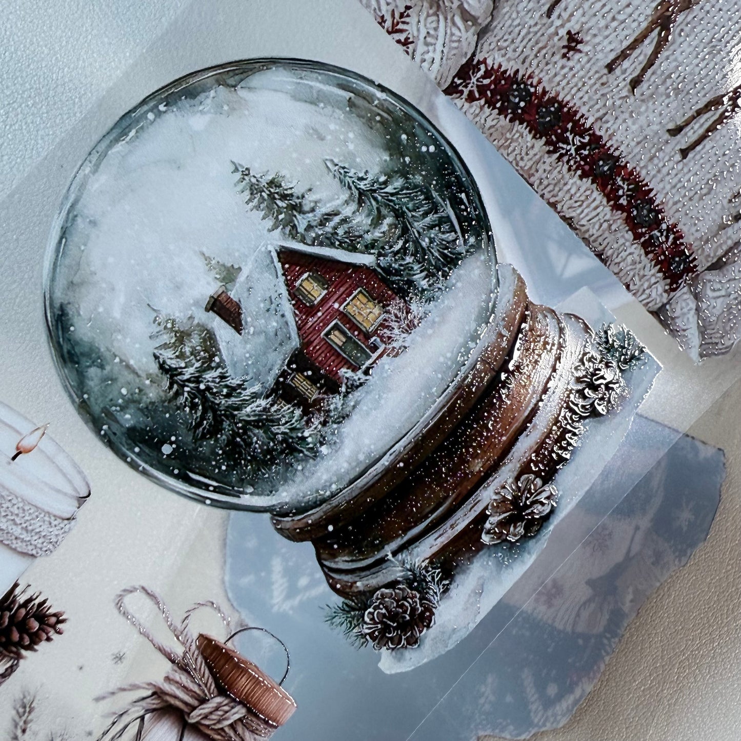 PET 3D raised Winter Wonderland and Blush Christmas tape,one roll fashion, junk journal, scrapbooking,bullet journal, card making.