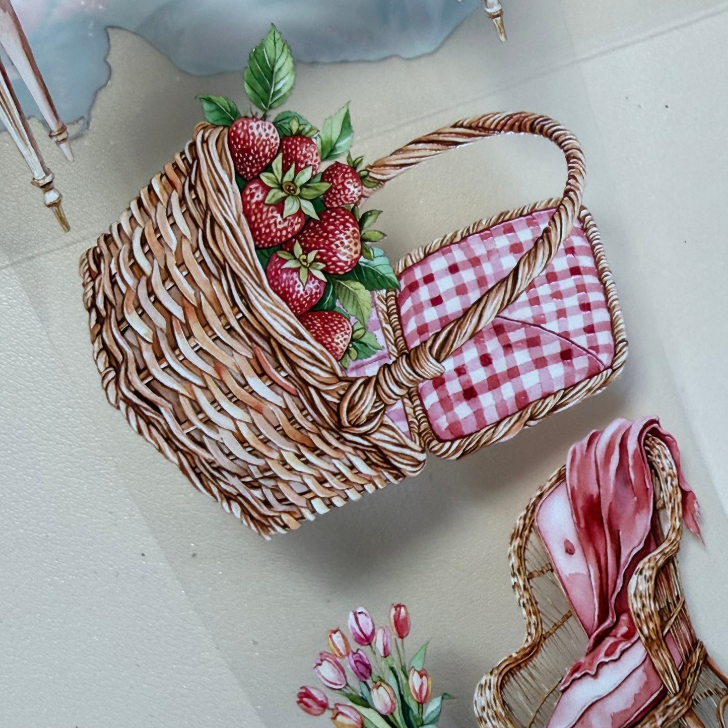 Rococo Spring Dreams and  Ginham Garden PET 3D raised tape,one roll fashion, junk journal, scrapbooking,bullet journal, card making.