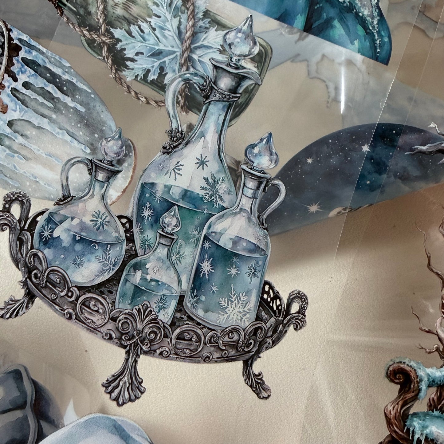 Opaline Winter Witch and Winterwood Witch PET 3D raised tape,one roll fashion, junk journal, scrapbooking,bullet journal, card making.