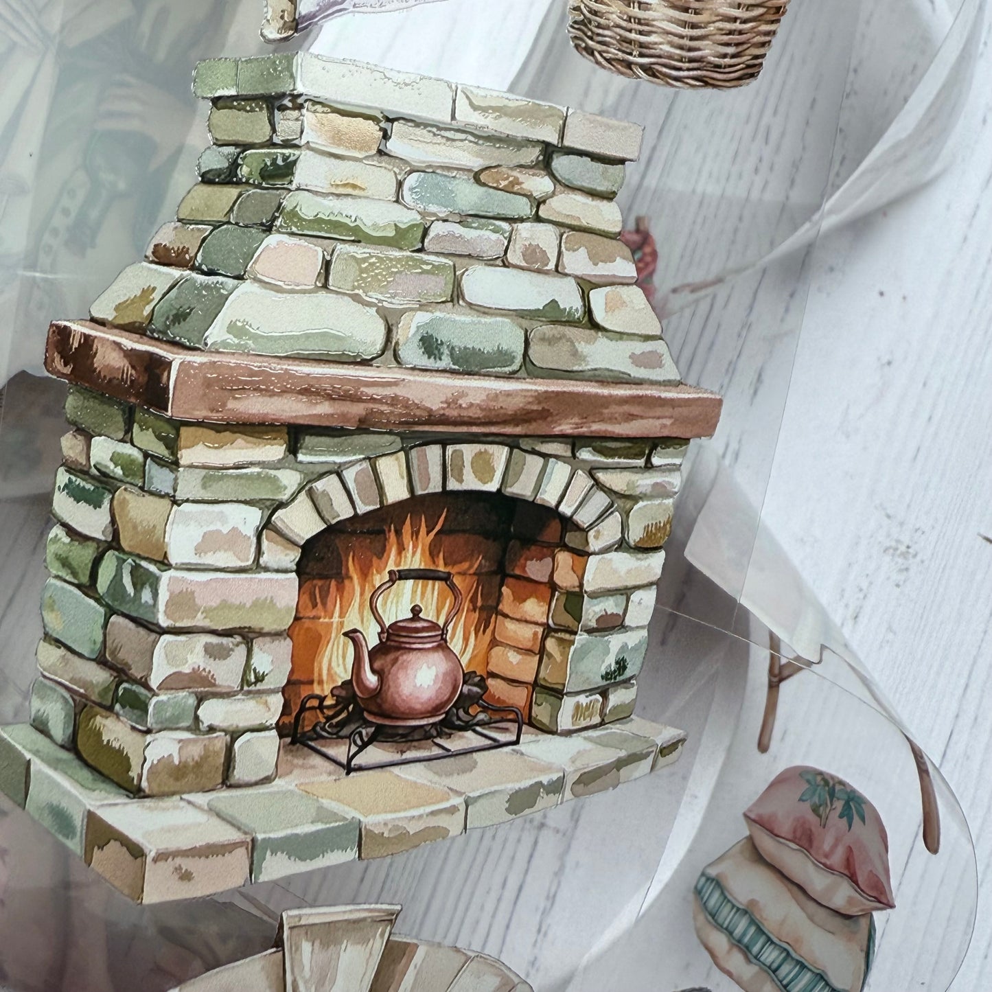 PET 3D raised Tranquil Garden and  Rustic Fairytale tape,one roll fashion, junk journal, scrapbooking,bullet journal, card making.