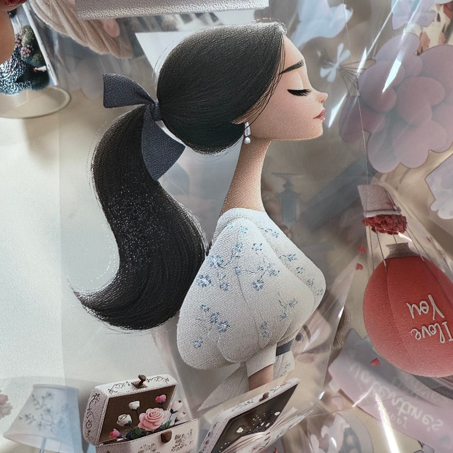 PET 3D raised Whimsical LOVE and Romantic Academia ape,one roll fashion, junk journal, scrapbooking,bullet journal, card making.