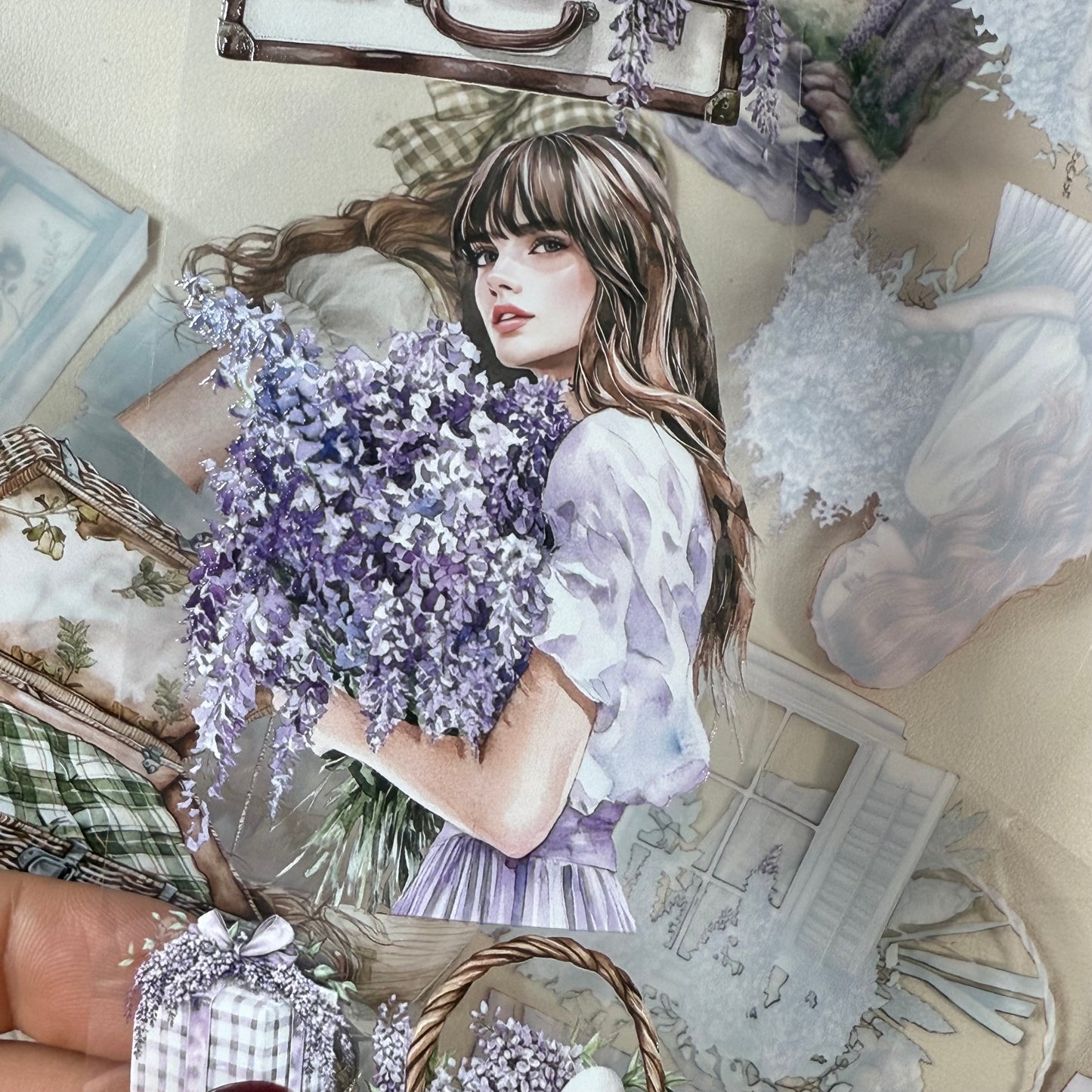 PET Wisteria garden and Spring countryside 3D raised tape,one roll fashion, junk journal, scrapbooking,bullet journal, card making.