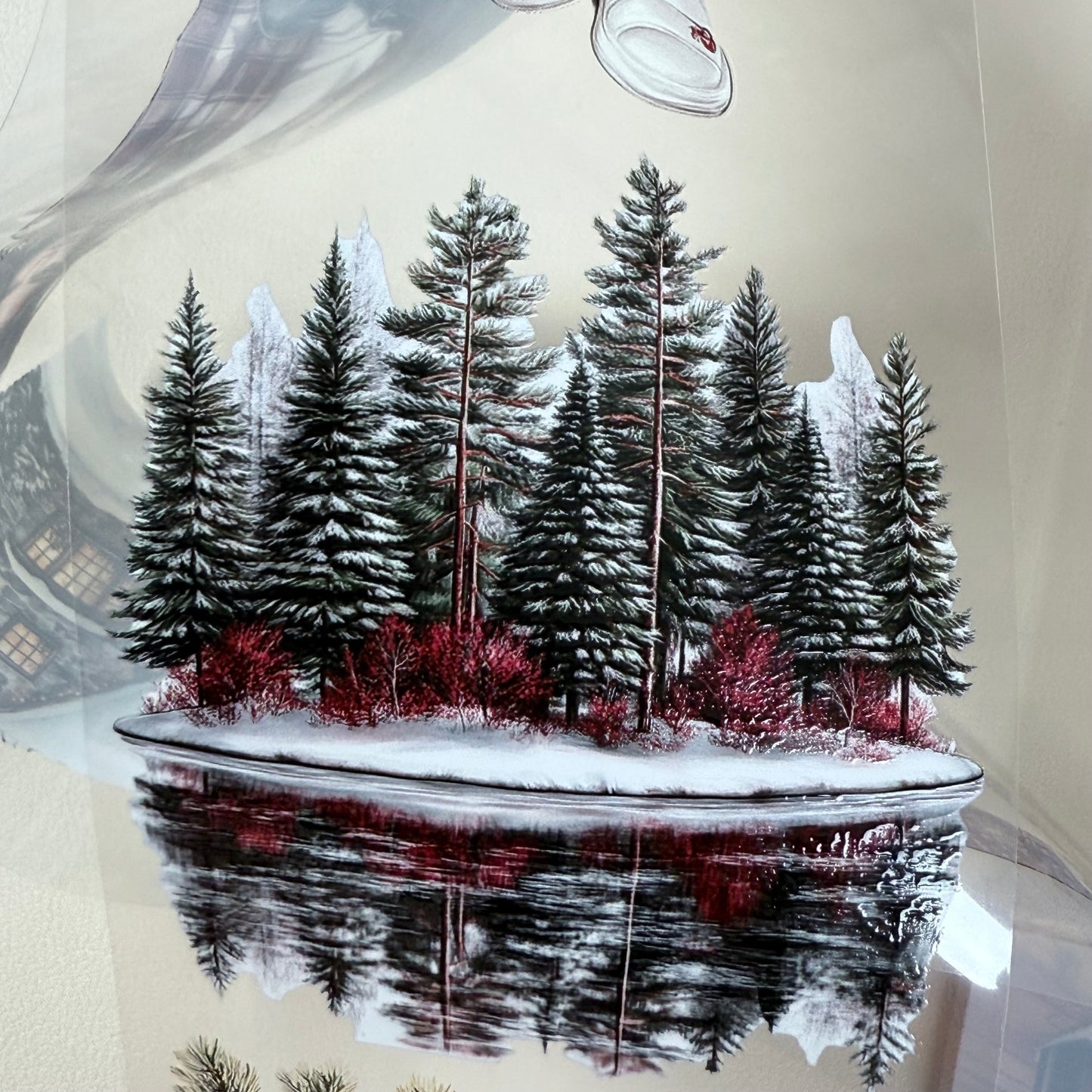 PET 3D raised Merry & Bright Christmas and Snowy Cabin tape,one roll fashion, junk journal, scrapbooking,bullet journal, card making.