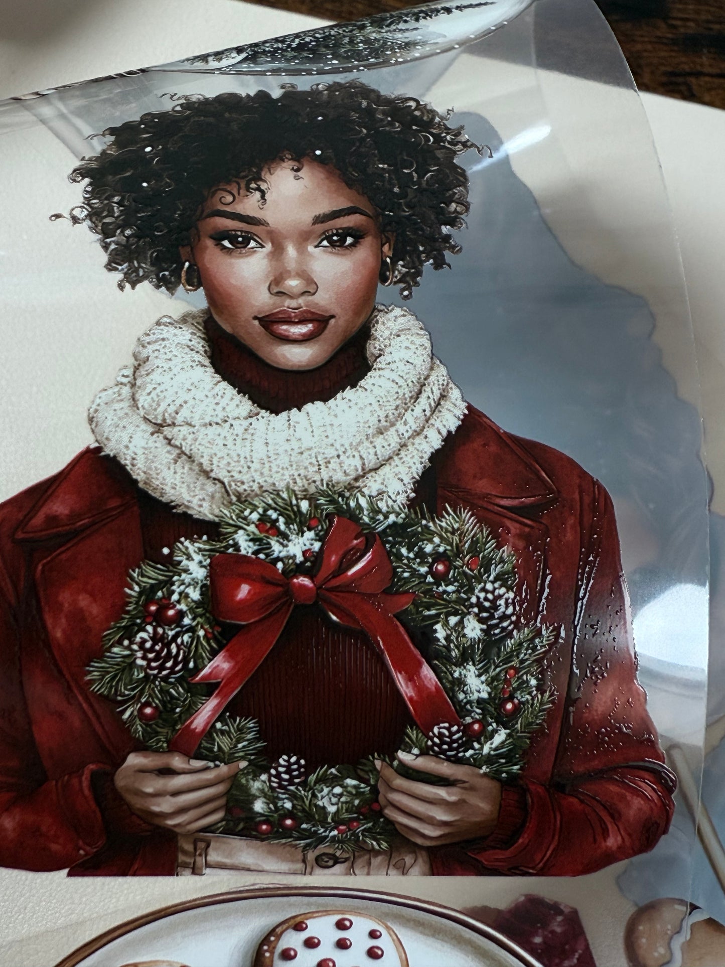 PET 3D raised Christmas  countryside and Peppermint mocha Noel tape,one roll fashion, junk journal, scrapbooking,bullet journal, card making.