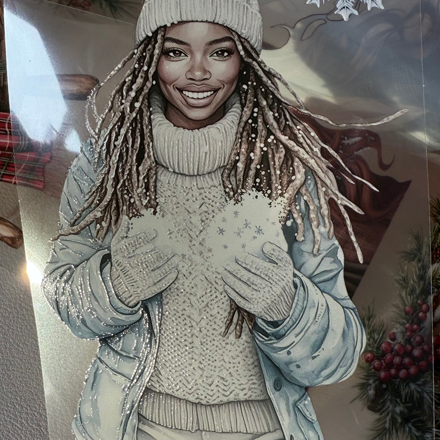 PET 3D raised Rustic Noel and Winter Wonderlandtape,one roll fashion, junk journal, scrapbooking,bullet journal, card making.