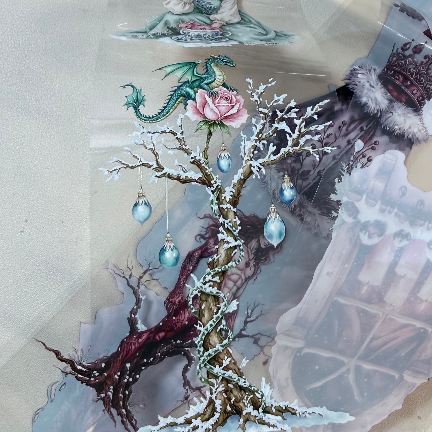 Snowpetal Faerie Dragons and Garnet Winter Witch 3D PET Foil Washi Tape